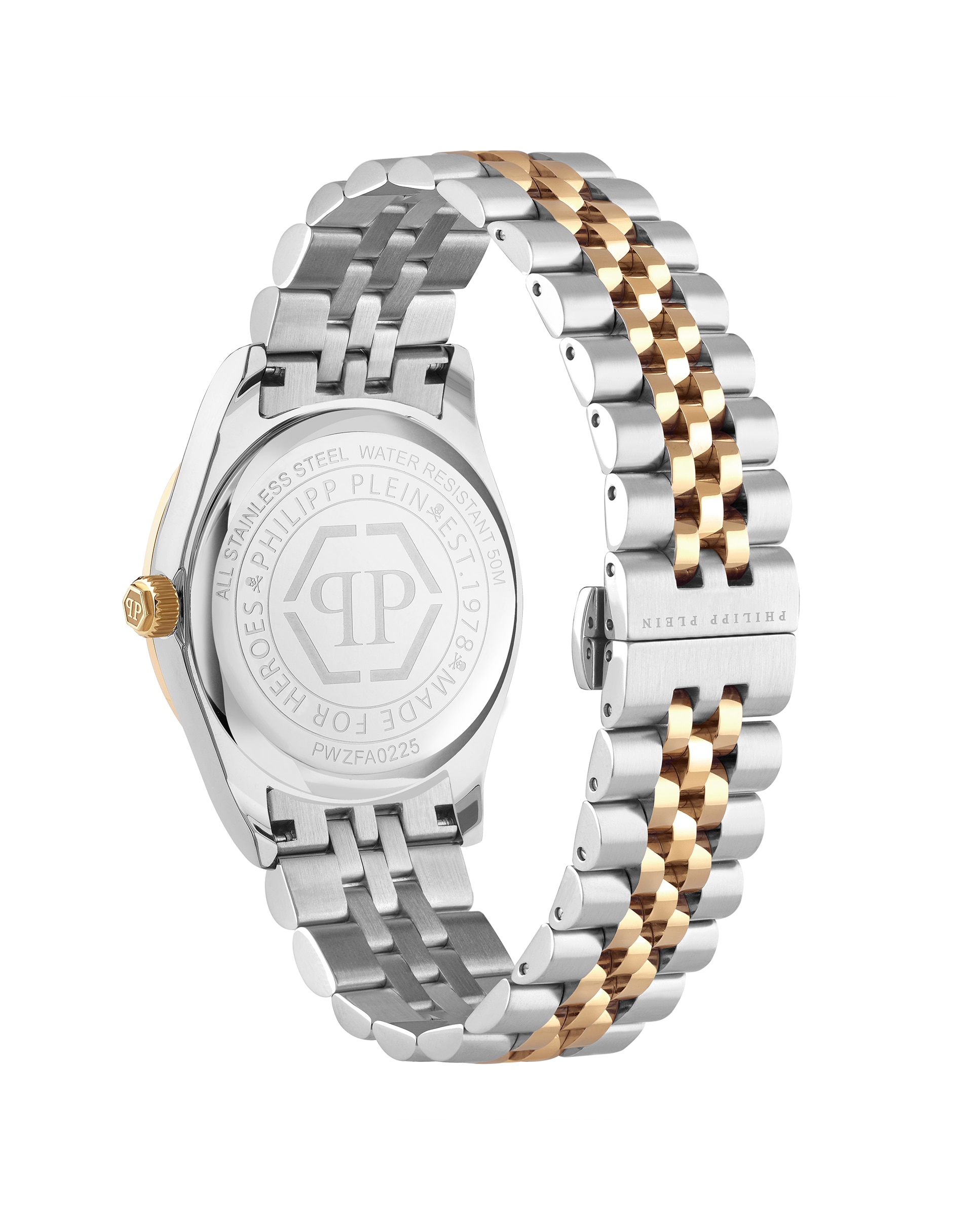 Relógio Plein Icon Chain Pwzfa0225 de Aço e Bracelete Bicolor em Ouro Prata-2