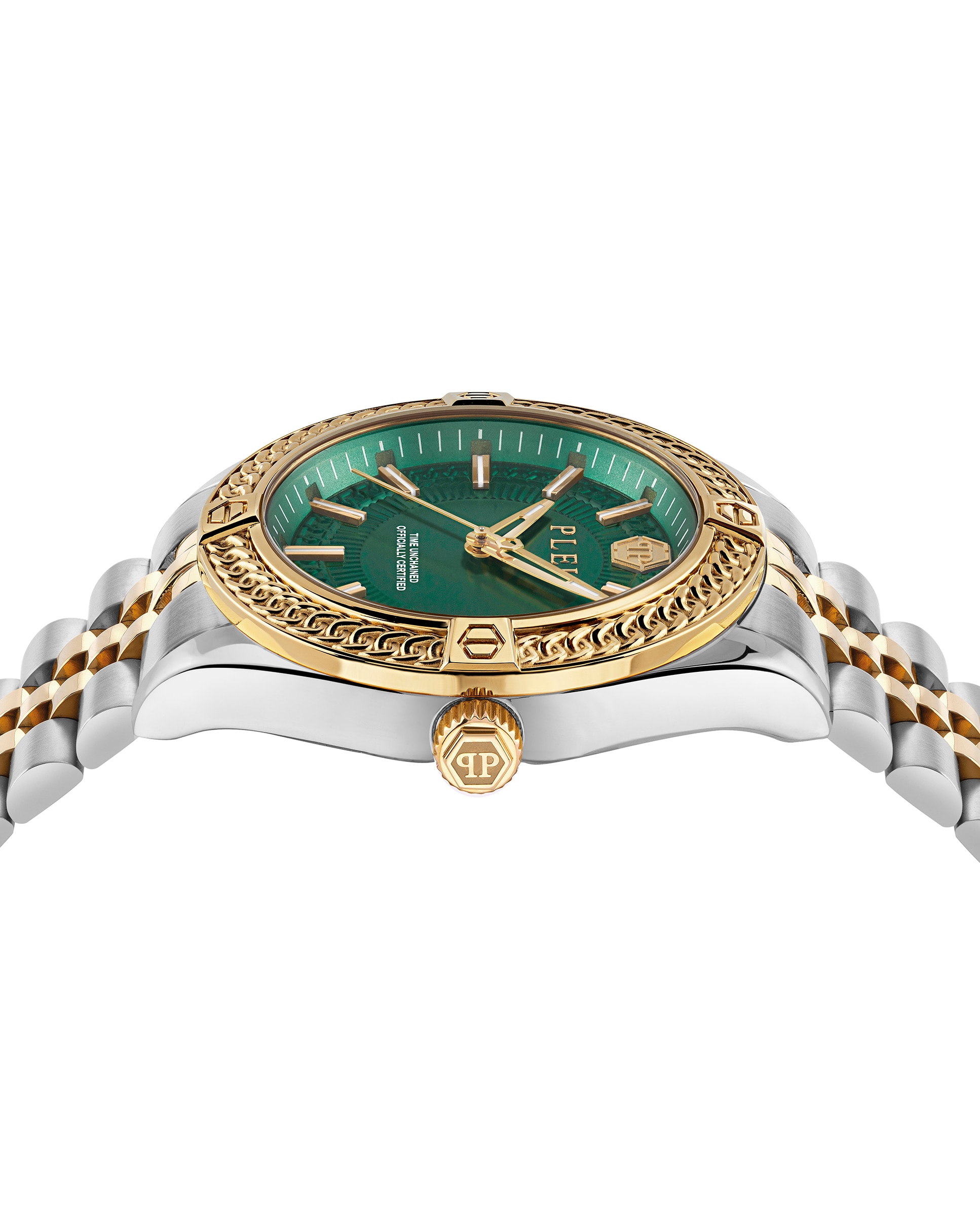 Relógio Plein Icon Chain Pwzfa0225 de Aço e Bracelete Bicolor em Ouro Prata-3