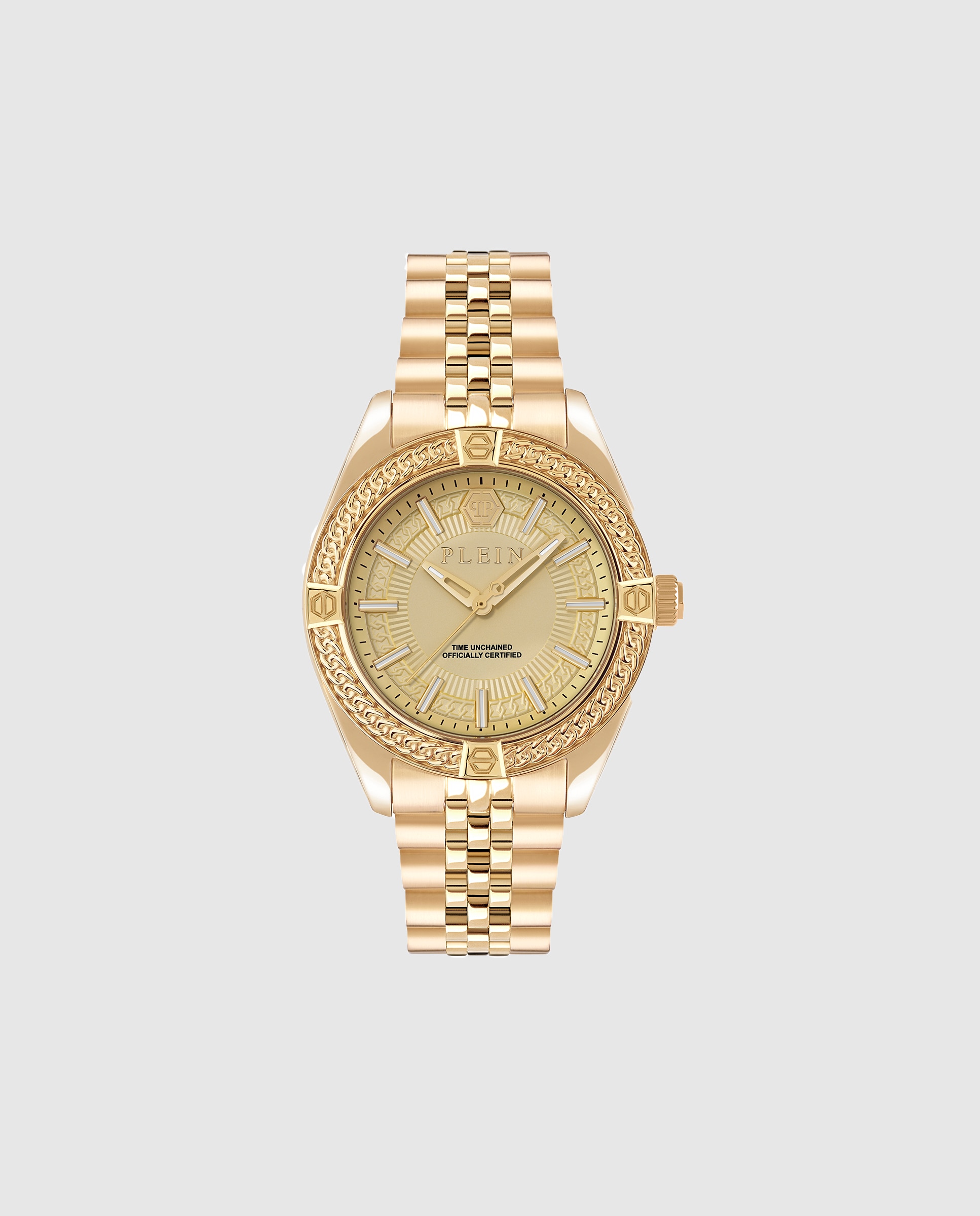 Relógio Plein Icon Chain Pwzfa0325 de Aço e Bracelete Dourada Ouro-1
