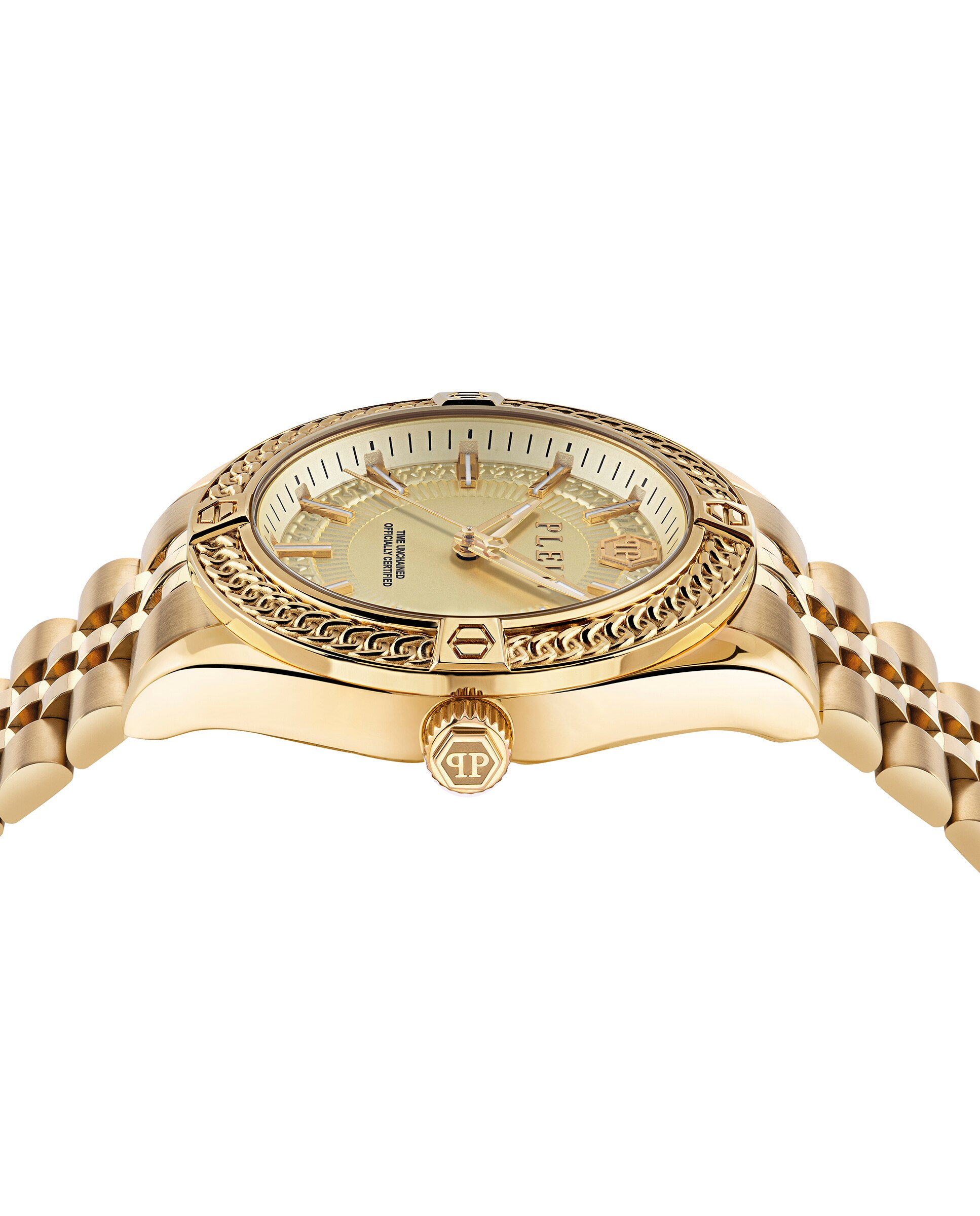 Relógio Plein Icon Chain Pwzfa0325 de Aço e Bracelete Dourada Ouro-3