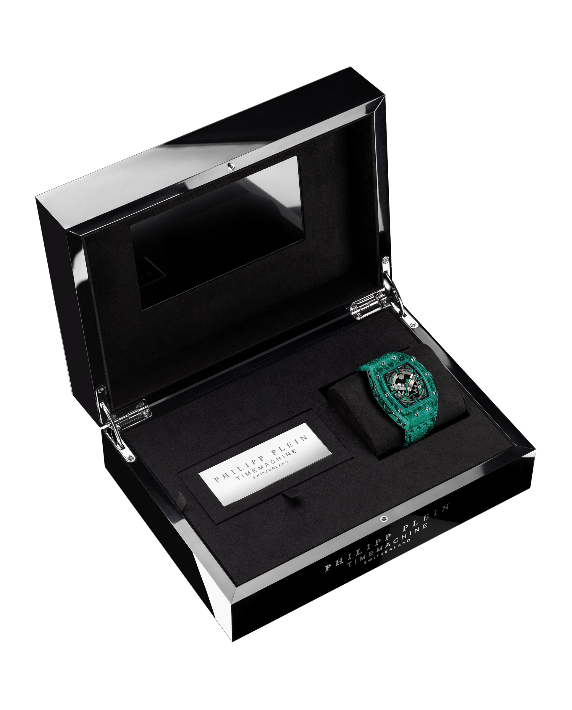 Relógio Crypto King Pwqaa1425 Automático de Pu Transparente e Bracelete Verde Verde-3