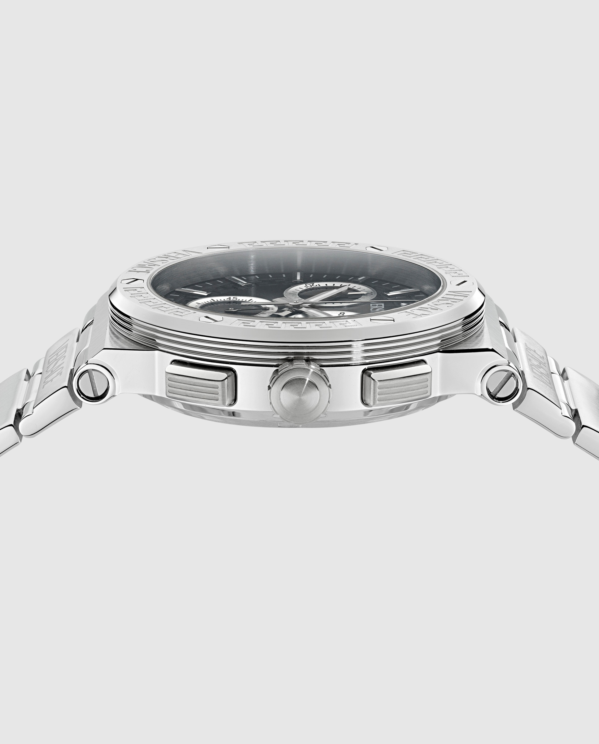 Relógio Unissexo Greca Logo Chrono Vekma0325 de Aço e Bracelete Prateada/cinzento Prata-2
