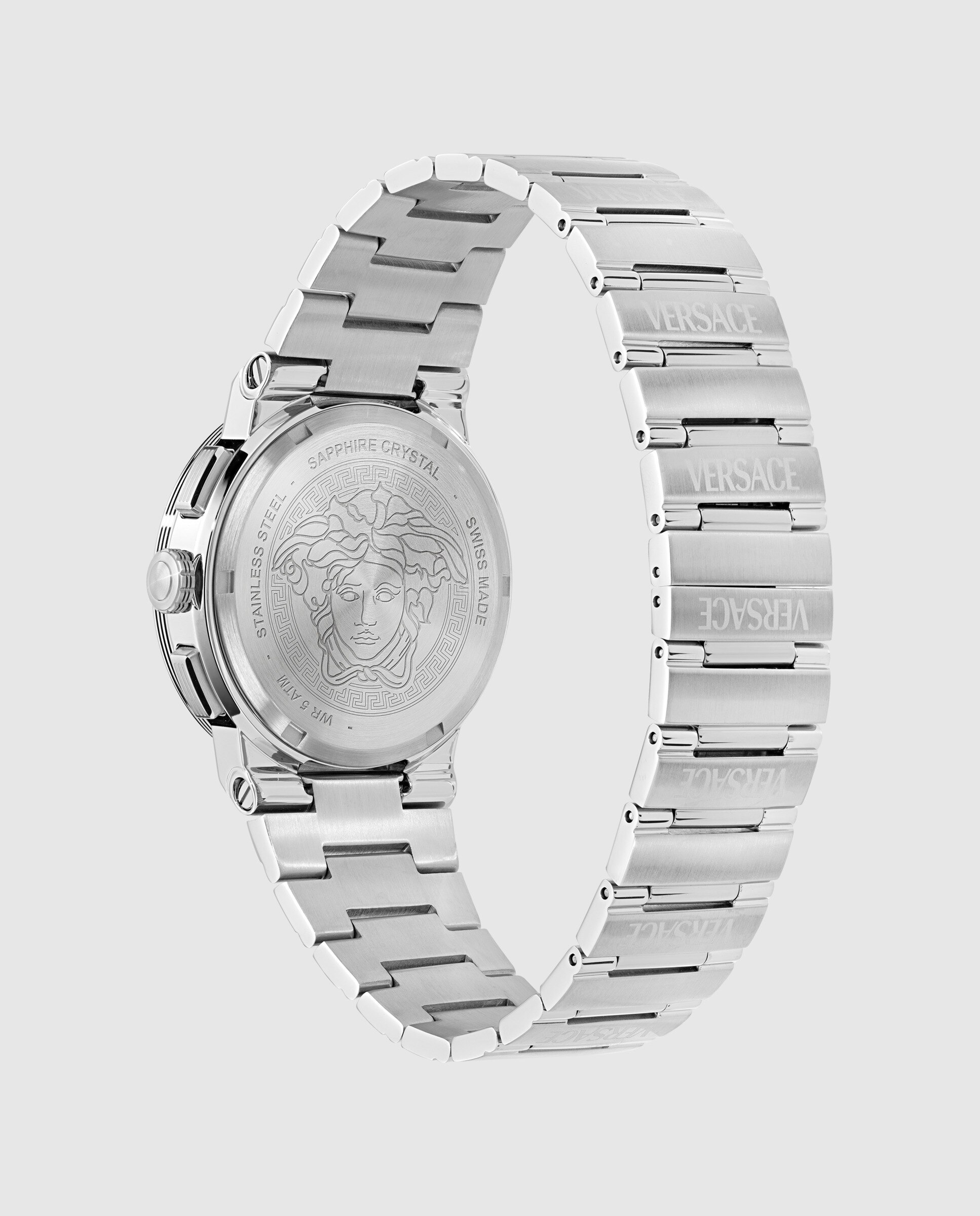 Relógio Unissexo Greca Logo Chrono Vekma0325 de Aço e Bracelete Prateada/cinzento Prata-3
