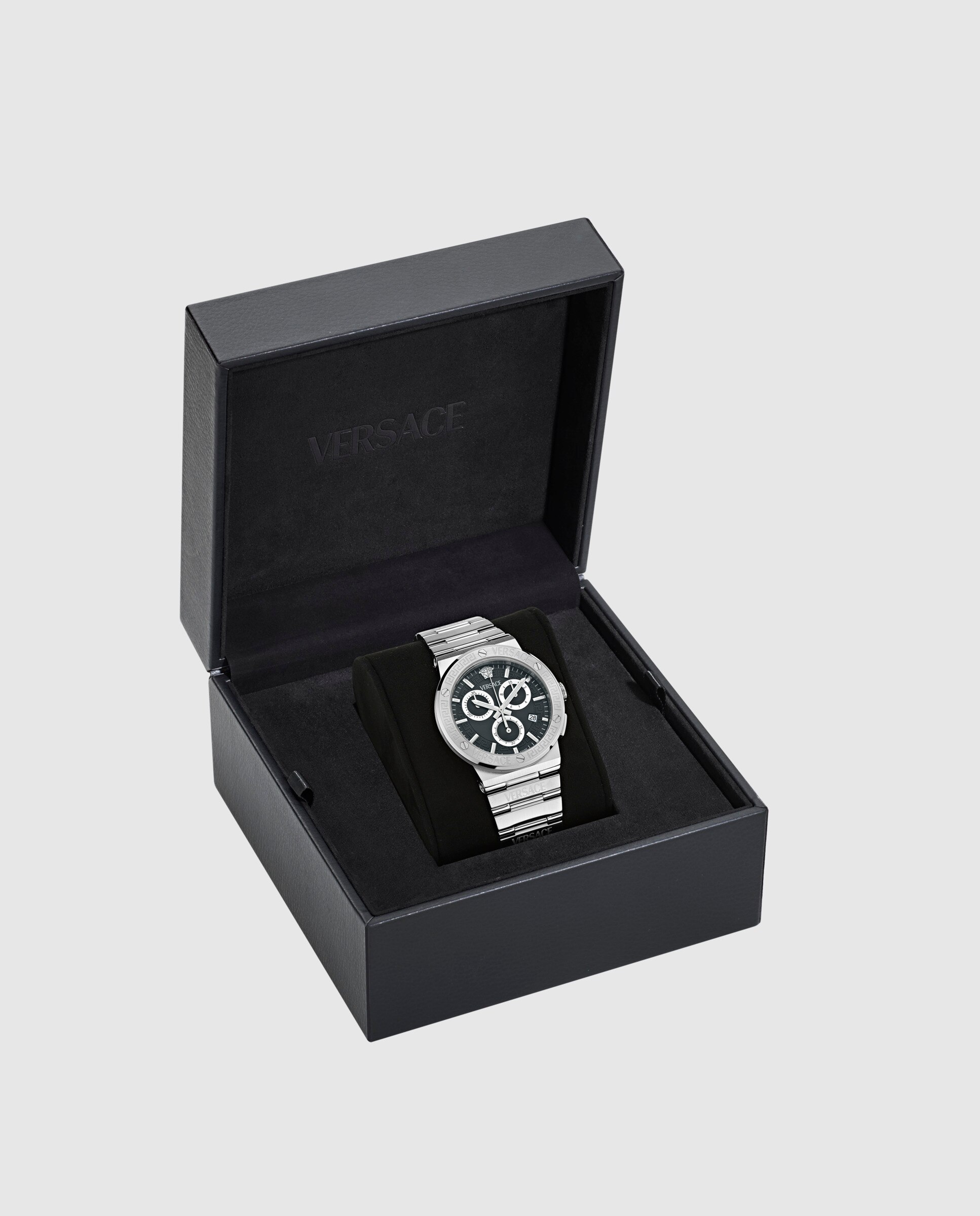 Relógio Unissexo Greca Logo Chrono Vekma0325 de Aço e Bracelete Prateada/cinzento Prata-4