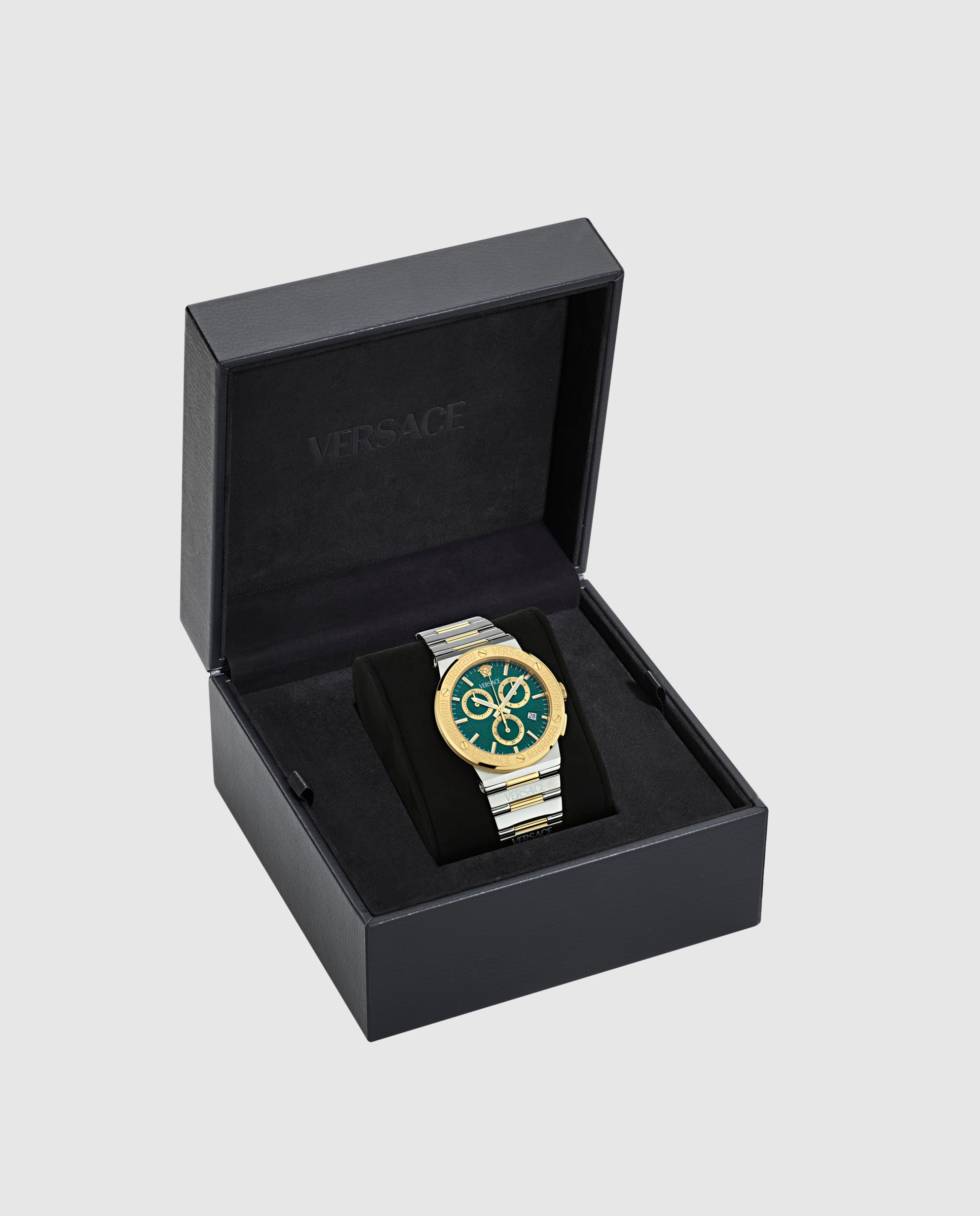 Relógio Unissexo Greca Logo Chrono Vekma0425 de Aço e Correia Prateada/cinzento Prata-4