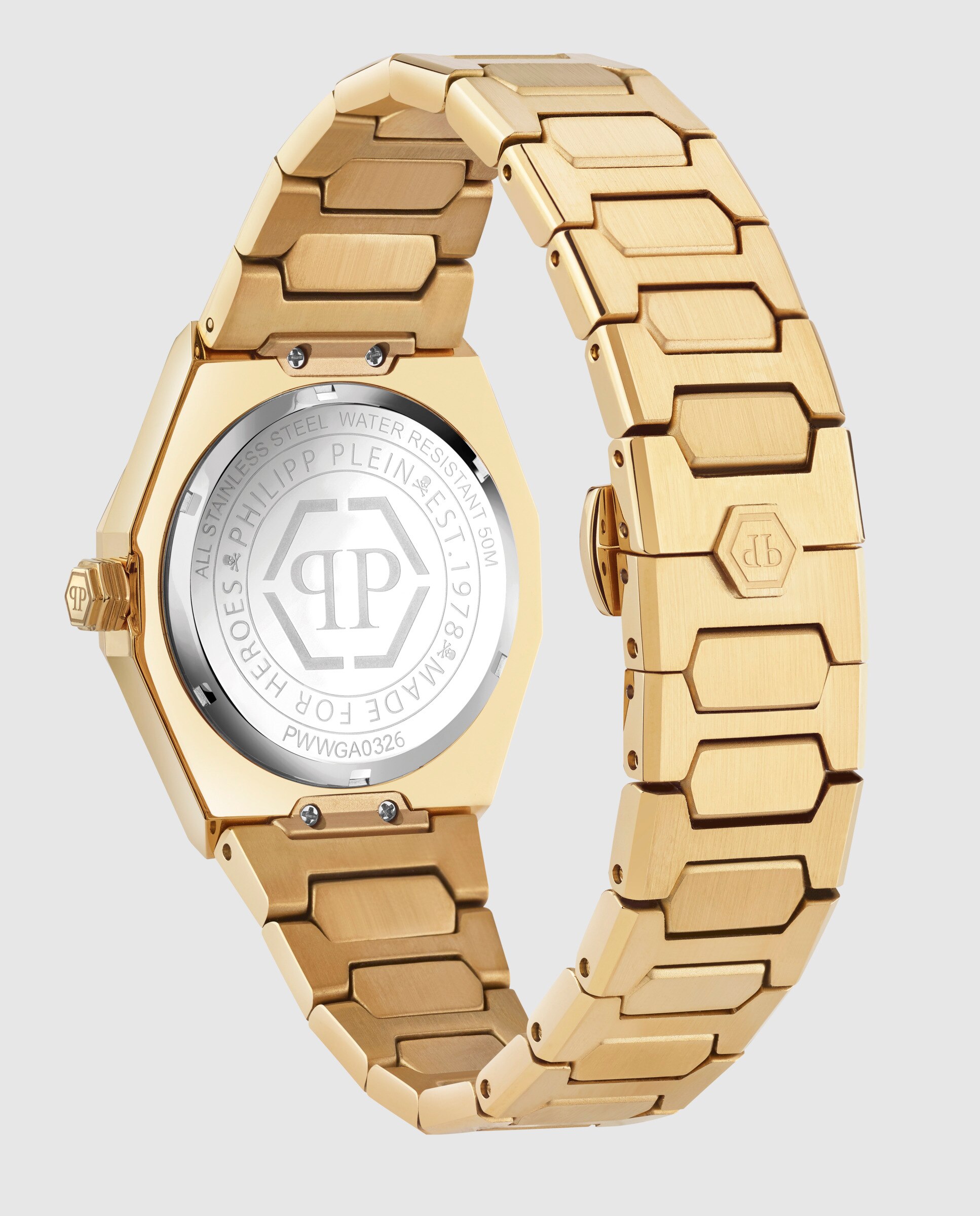 Relógio Plein Deluxe Pwwga0326 de Aço e Bracelete Dourada Ouro-3