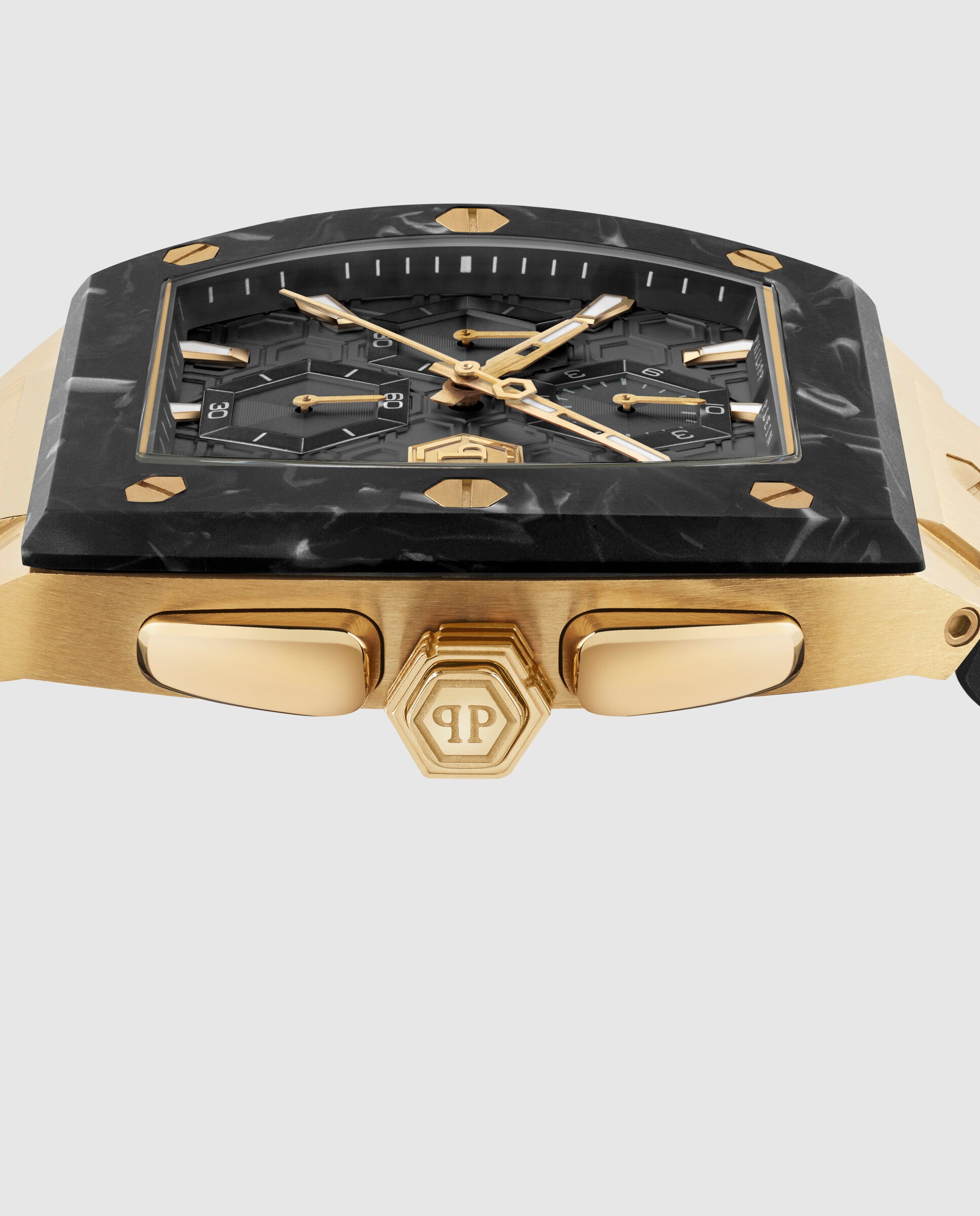 Relógio Hexagon Phantom Chrono Pwhha0226 de Silicone e Correia em Preto Preto-2
