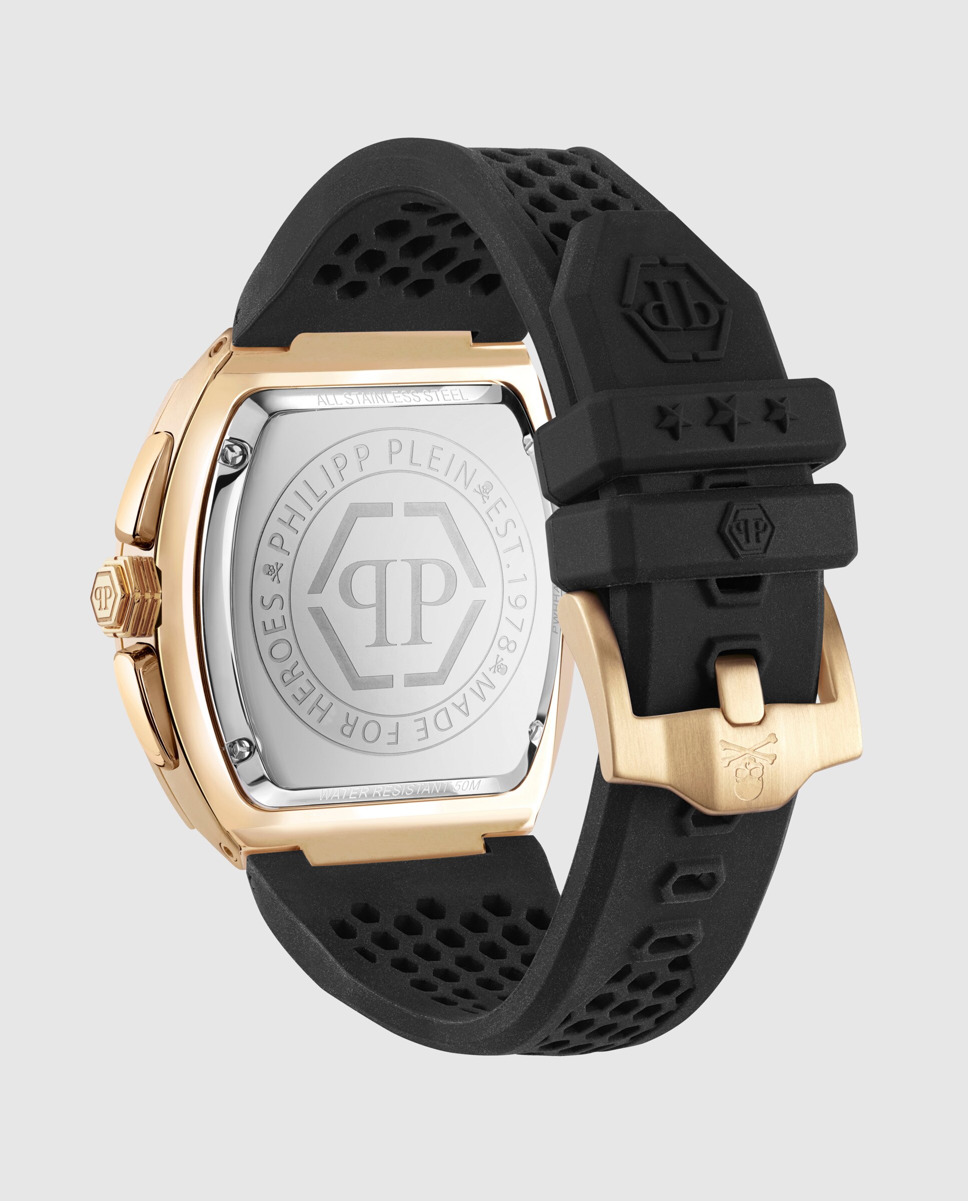 Relógio Hexagon Phantom Chrono Pwhha0226 de Silicone e Correia em Preto Preto-3