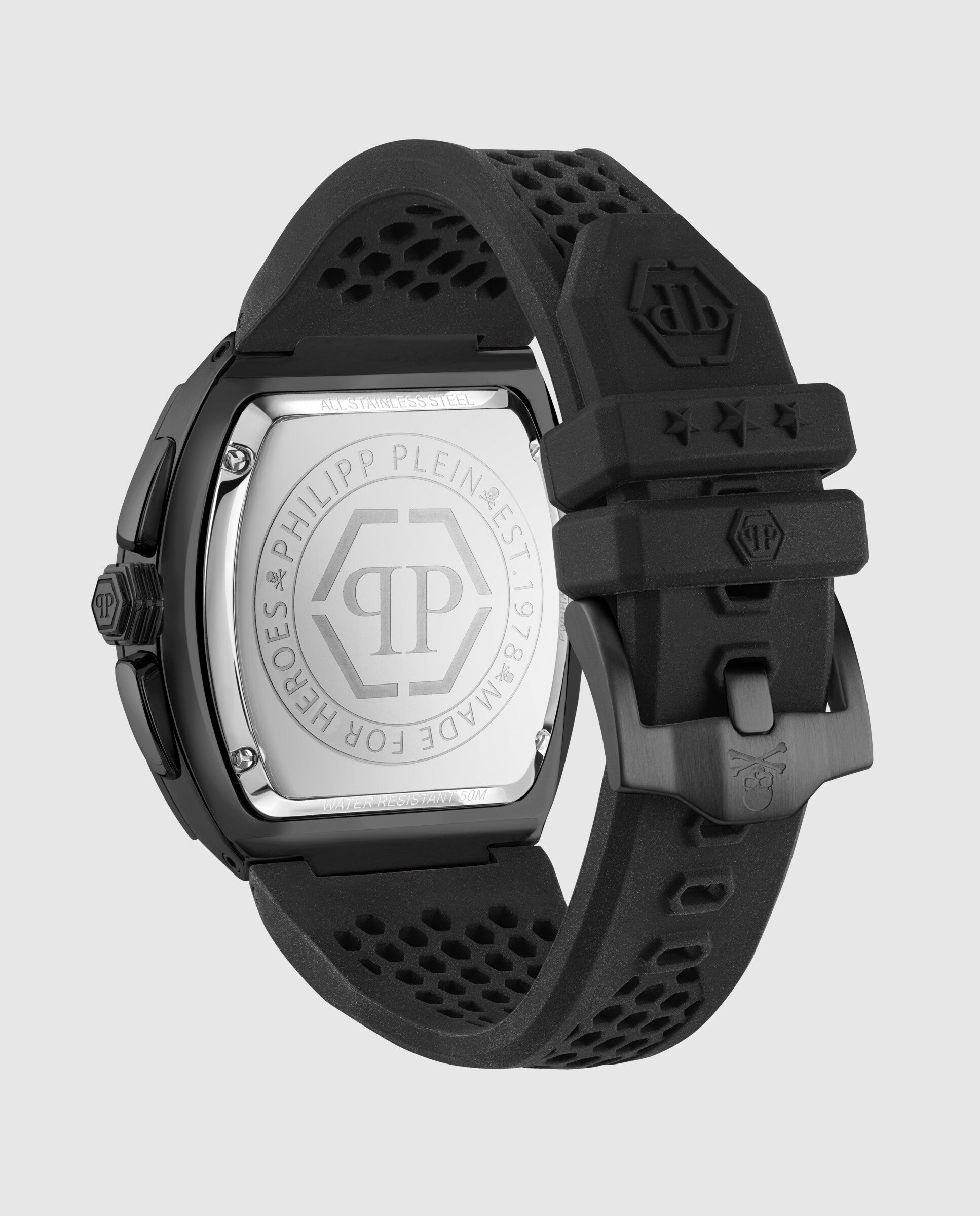 Relógio Hexagon Phantom Chrono Pwhha0326 de Silicone e Correia Preta Preto-3
