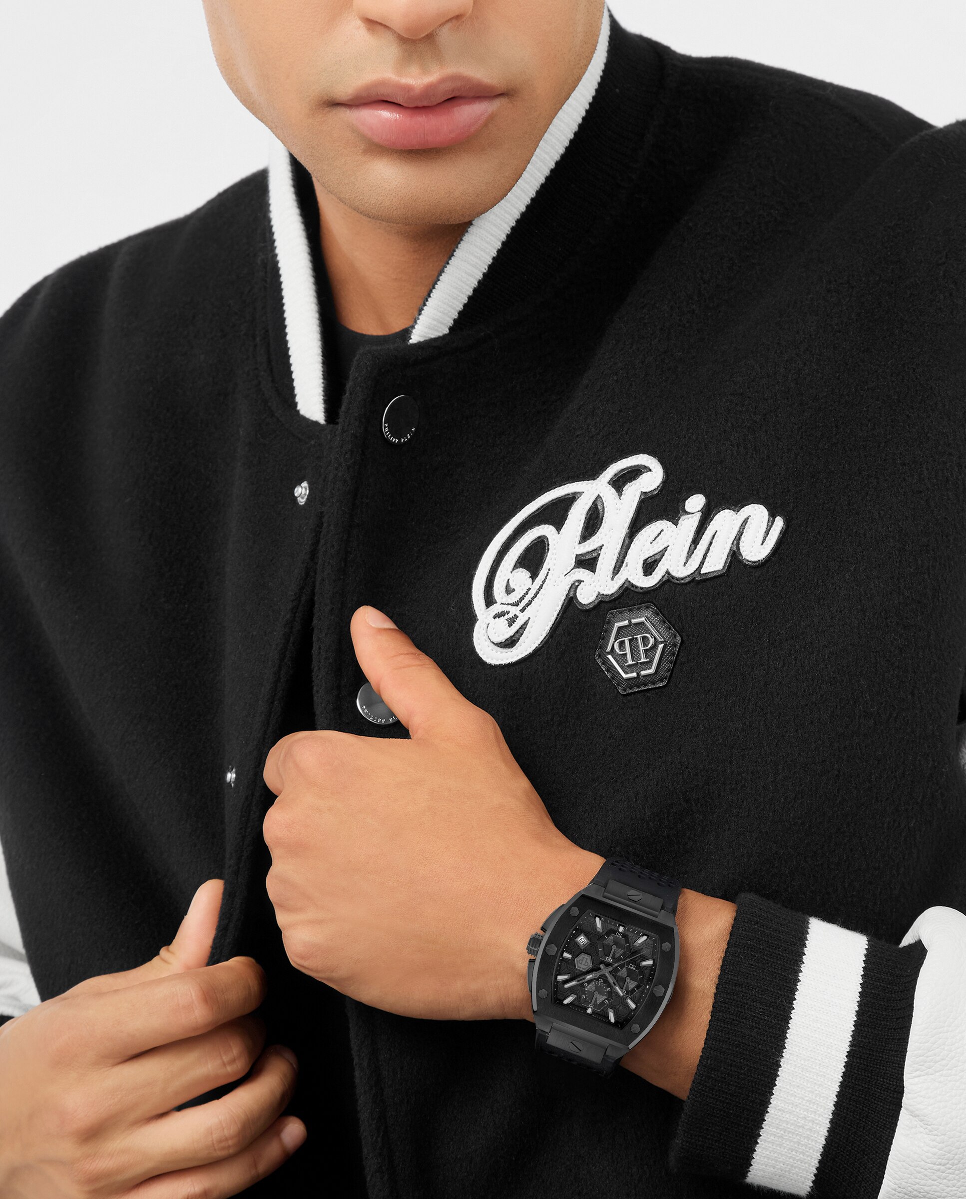 Relógio Hexagon Phantom Chrono Pwhha0326 de Silicone e Correia Preta Preto-4