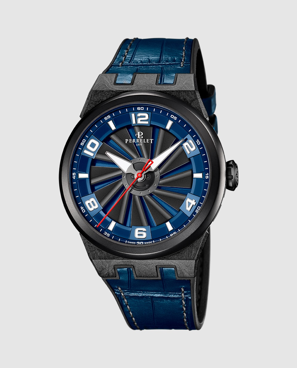 Relógio A4065/2 Turbine Carbon de Pele em Azul Azul-1
