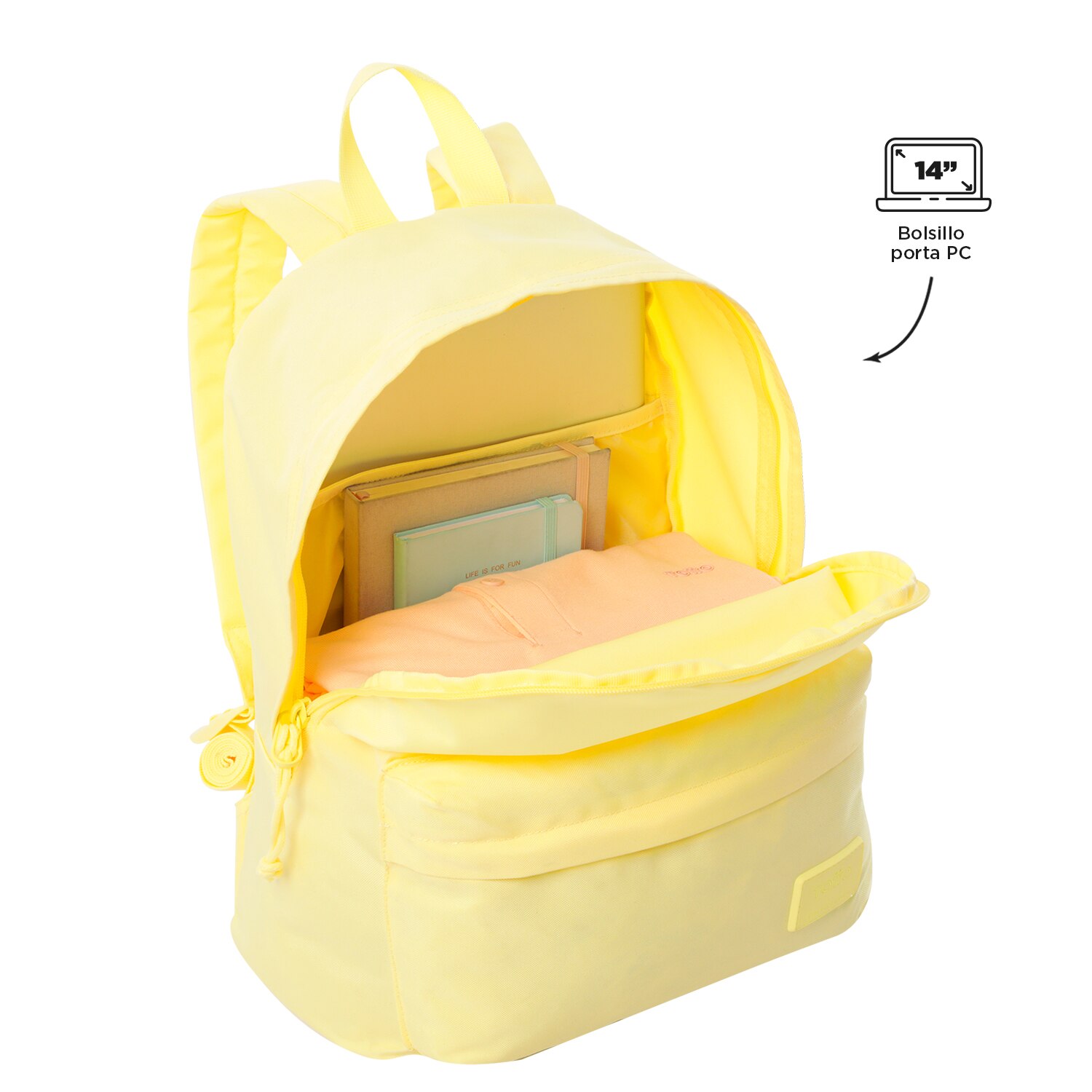 Pack Mochila + Estojo Totto Kalex para Portátil de 14” e Organização Interior Amarelo-5