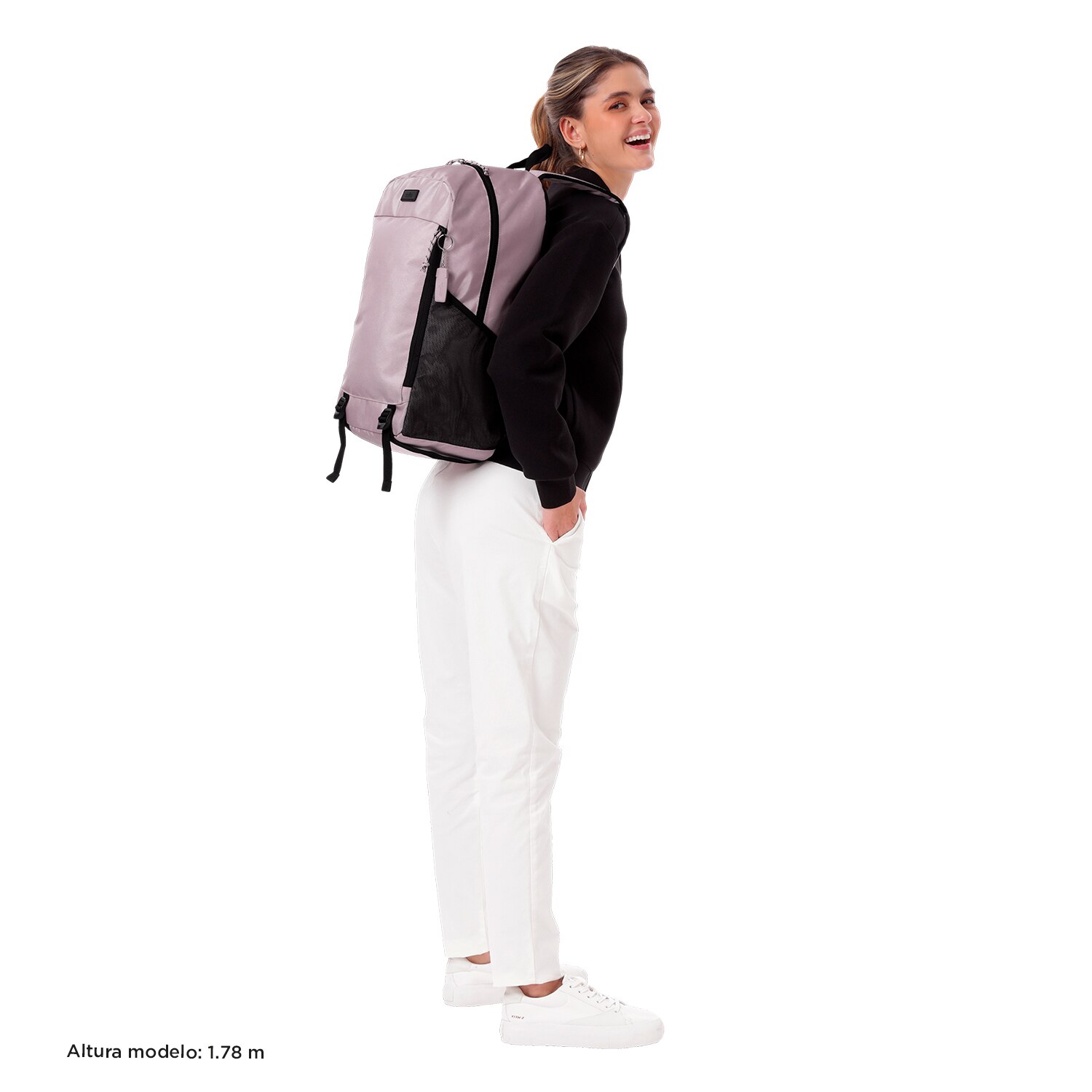 Mochila Urbana Totto Rambo com Bolso para Garrafa e Organizador Interior Lilás-2