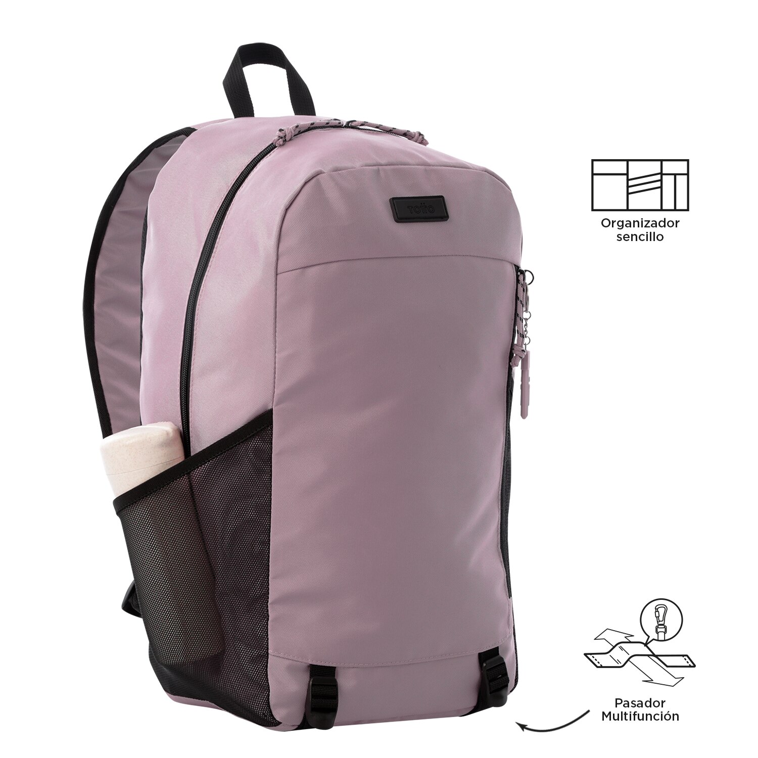 Mochila Urbana Totto Rambo com Bolso para Garrafa e Organizador Interior Lilás-6
