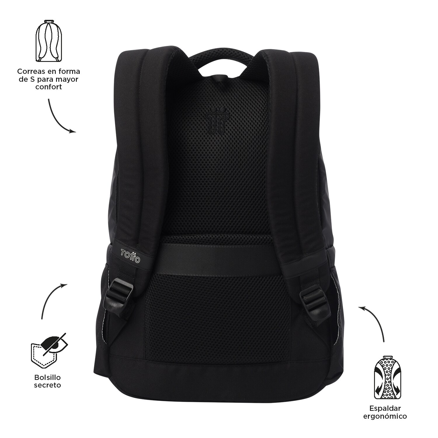 Mochila Urbana Totto Steif Nara para Portátil de 14” Preto-4
