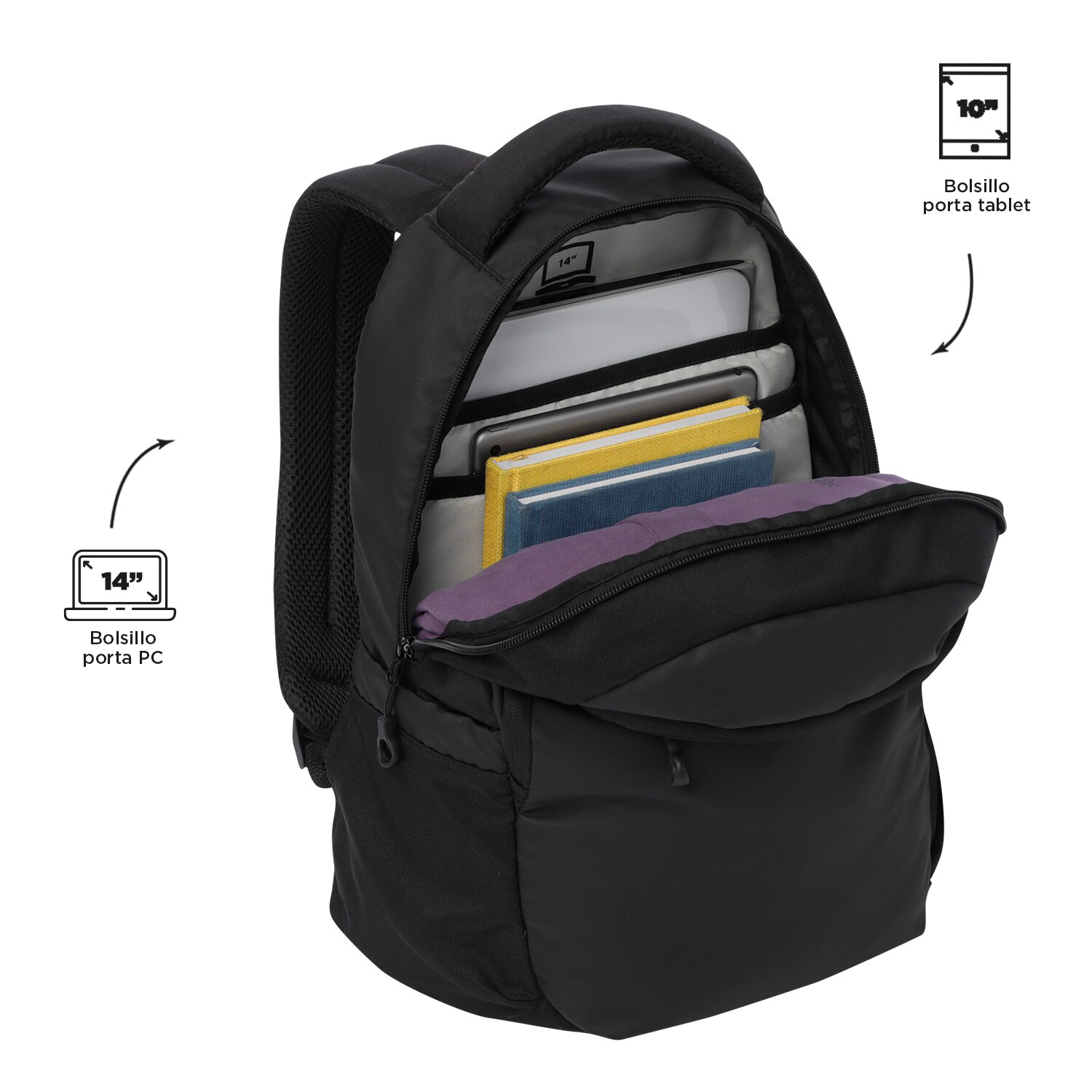 Mochila Urbana Totto Steif Nara para Portátil de 14” Preto-5