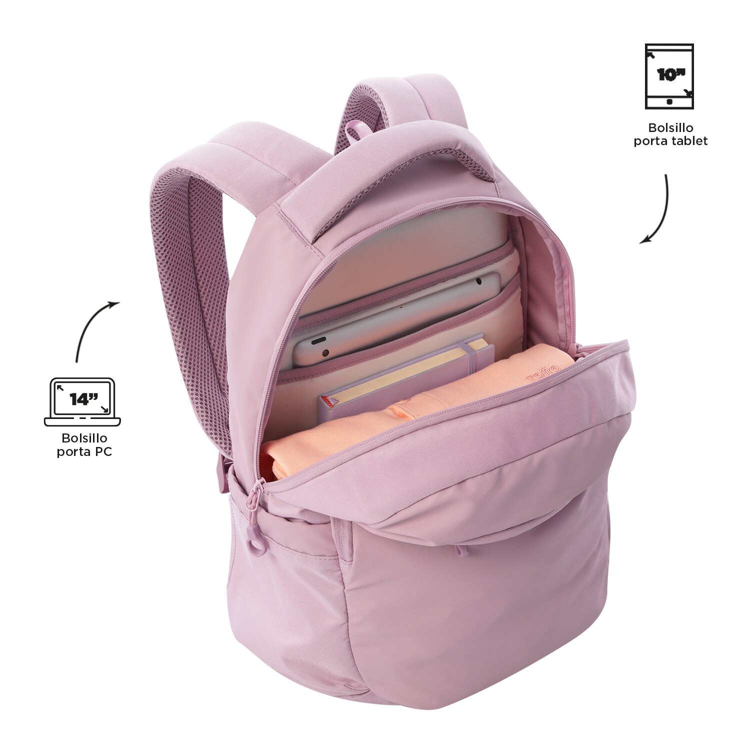 Mochila Urbana Totto Steif Nara para Portátil de 14” Lilás-5