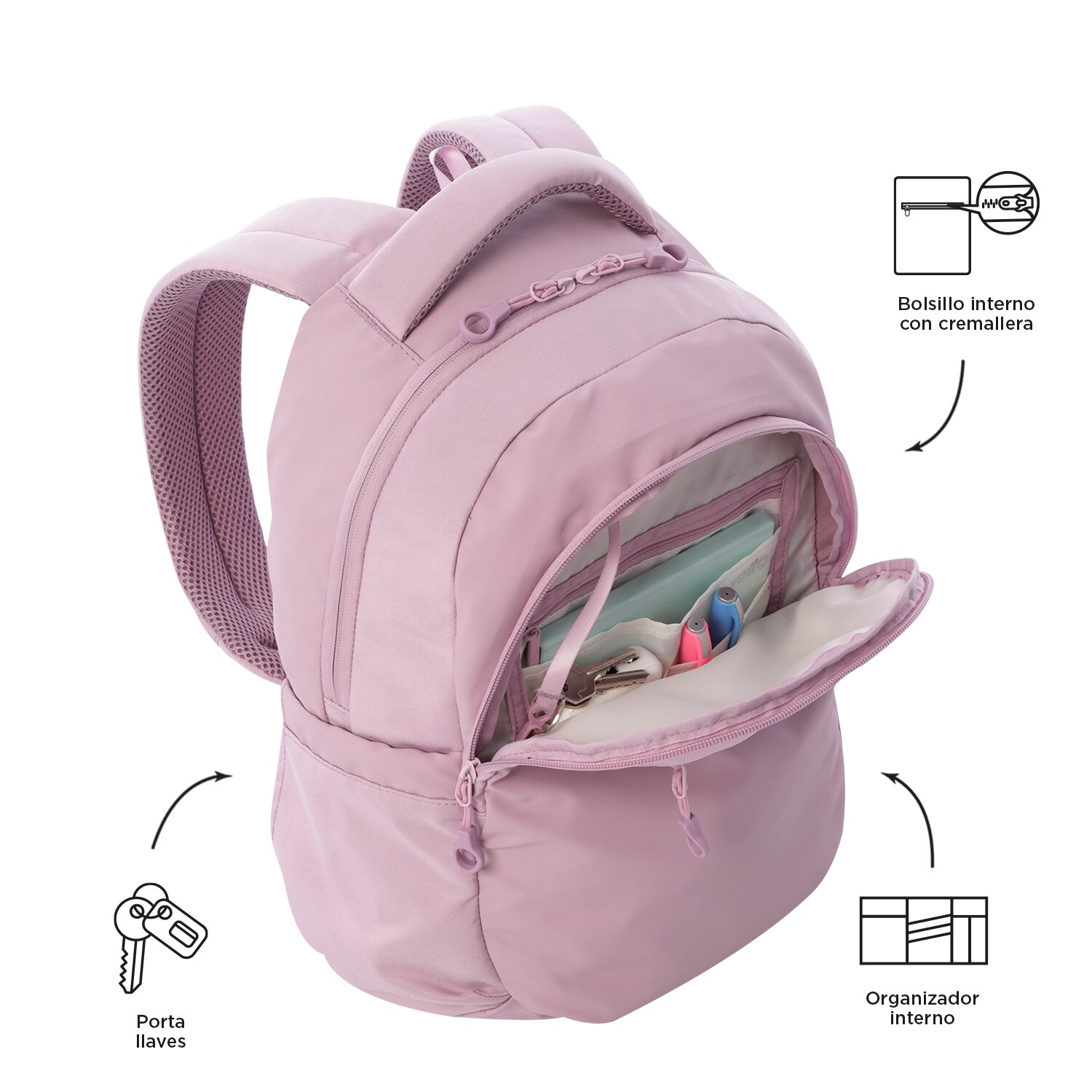 Mochila Urbana Totto Steif Nara para Portátil de 14” Lilás-6