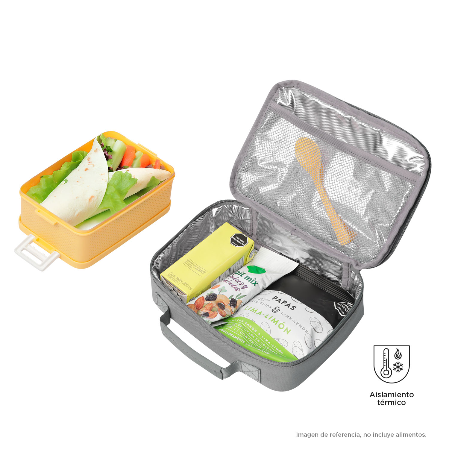 Lancheira Totto Fit com Isolamento Térmico e de Fácil Limpeza Cinzento-3