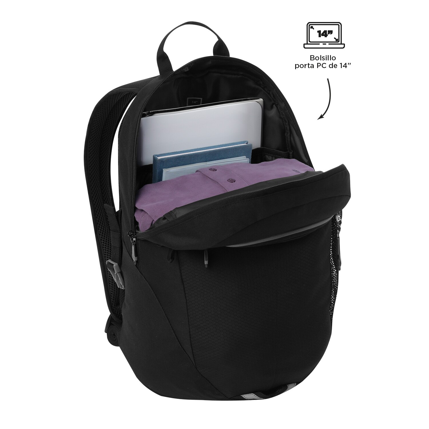 Mochila Urbana Totto Deportto para Portátil de 14” e Apta para Cadeado Preto-5
