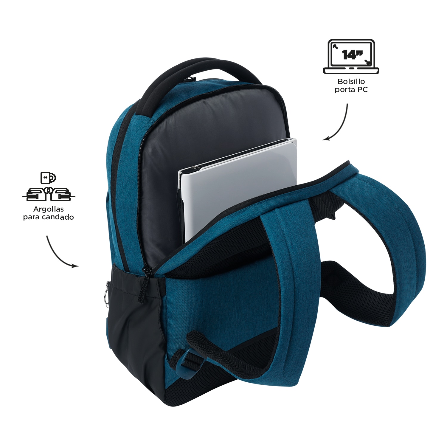Mochila Executiva Totto Deleg 2.0 para Portátil de 14” Azul / Preto-4