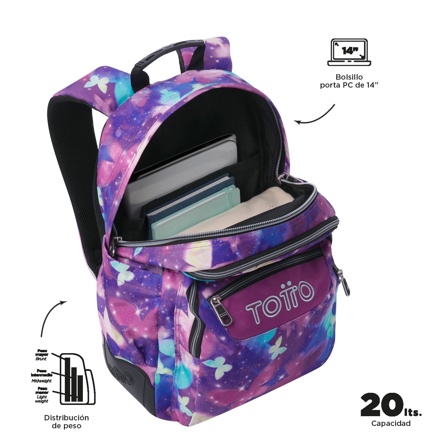 Mochila Escolar 8 a 12 Rayol Marca Totto Multicolor-5
