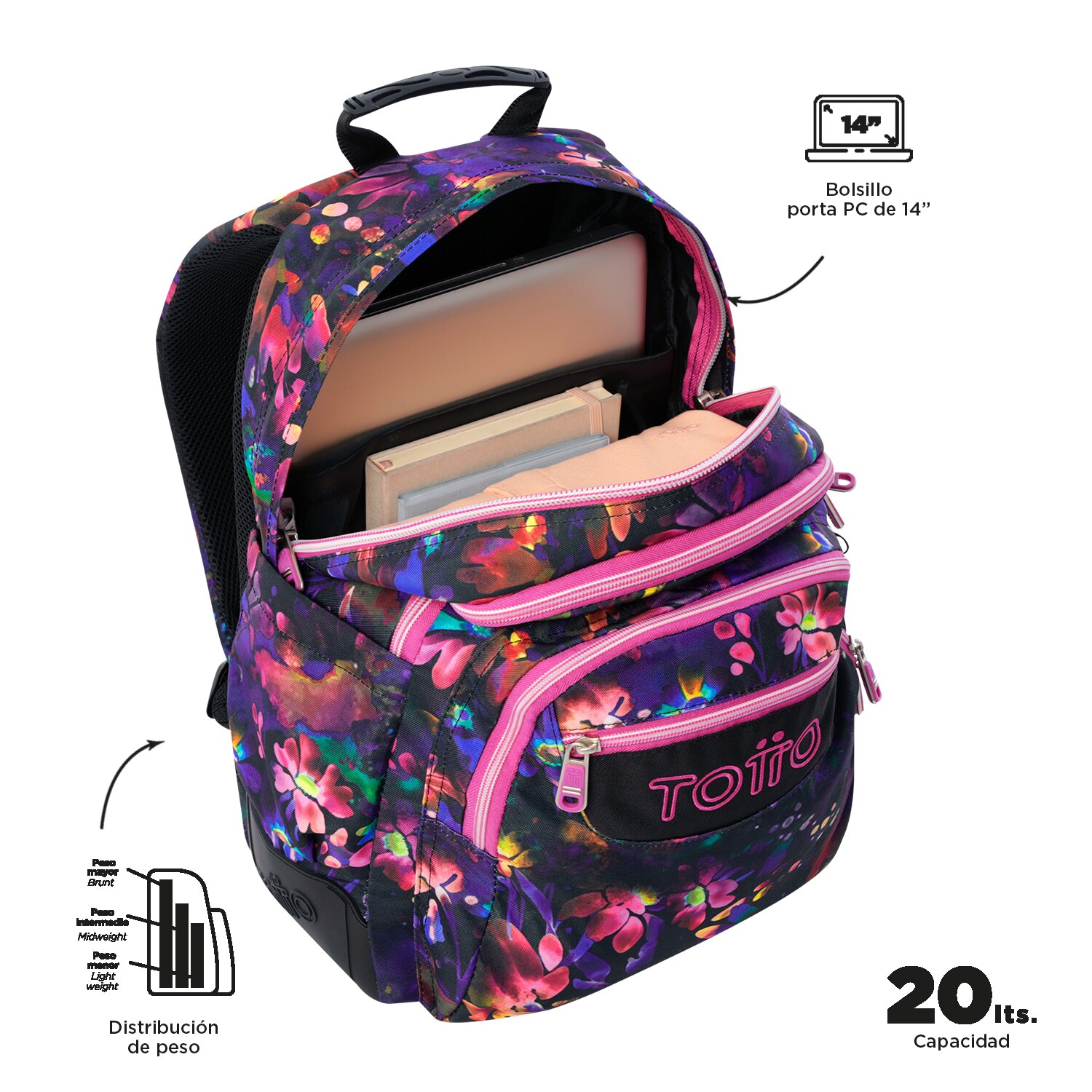 Mochila Escolar 8 a 12 Rayol Marca Totto Multicolor-5