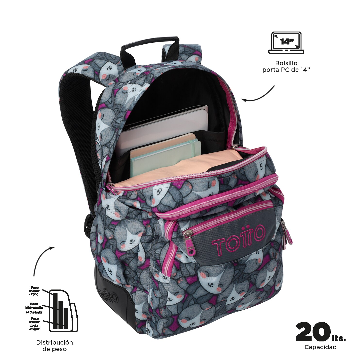 Mochila Escolar 8 a 12 Rayol Marca Totto Multicolor-5