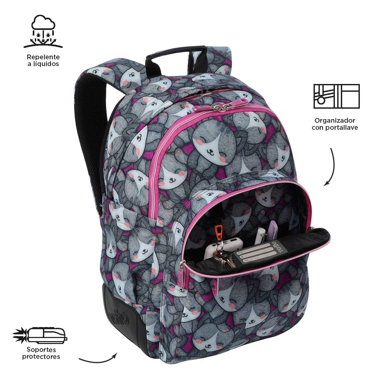 Mochila Escolar 8 a 12 Rayol Marca Totto Multicolor-6