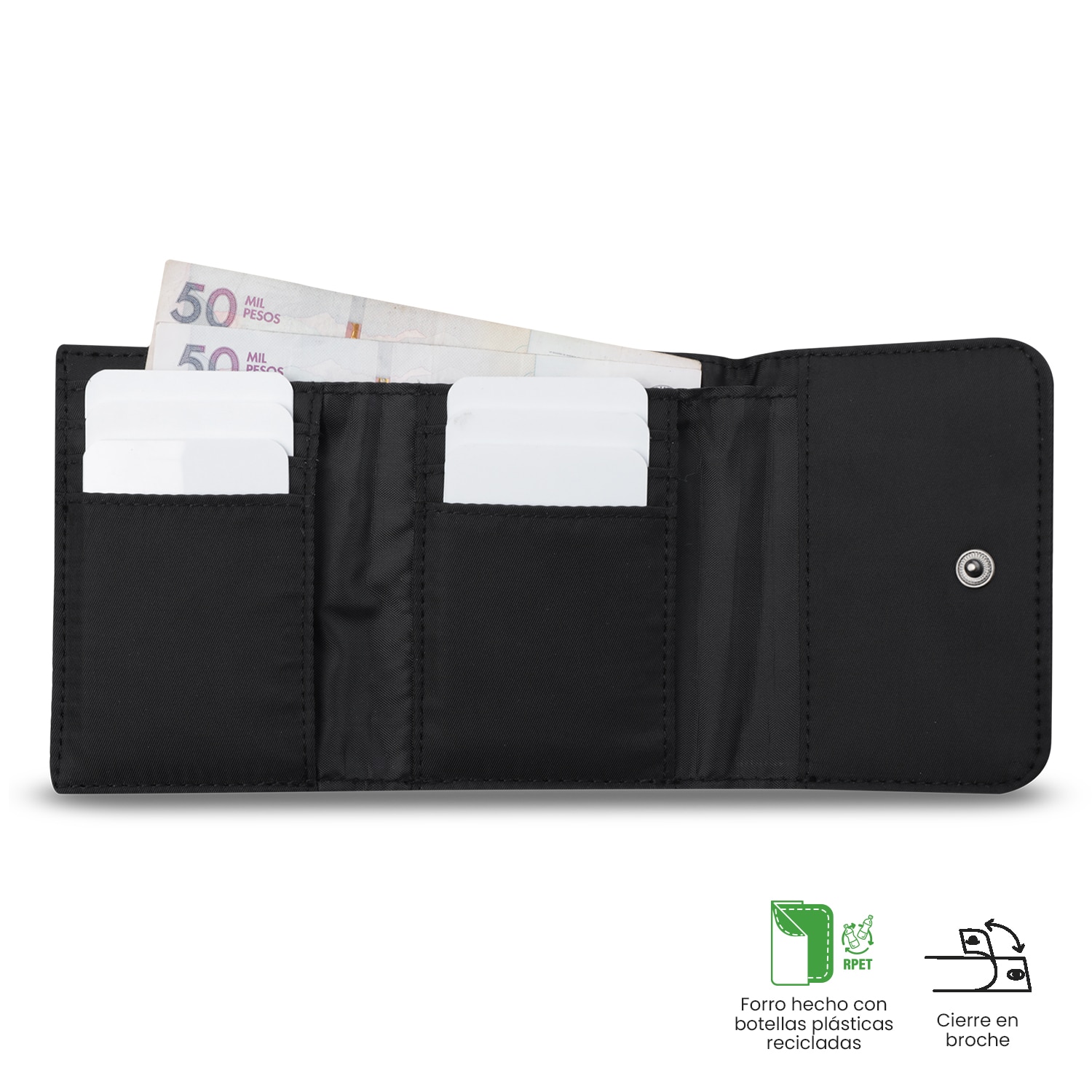 Carteira Totto Roxanne com Proteção Rfid e Organizador de Cartões Preto-4