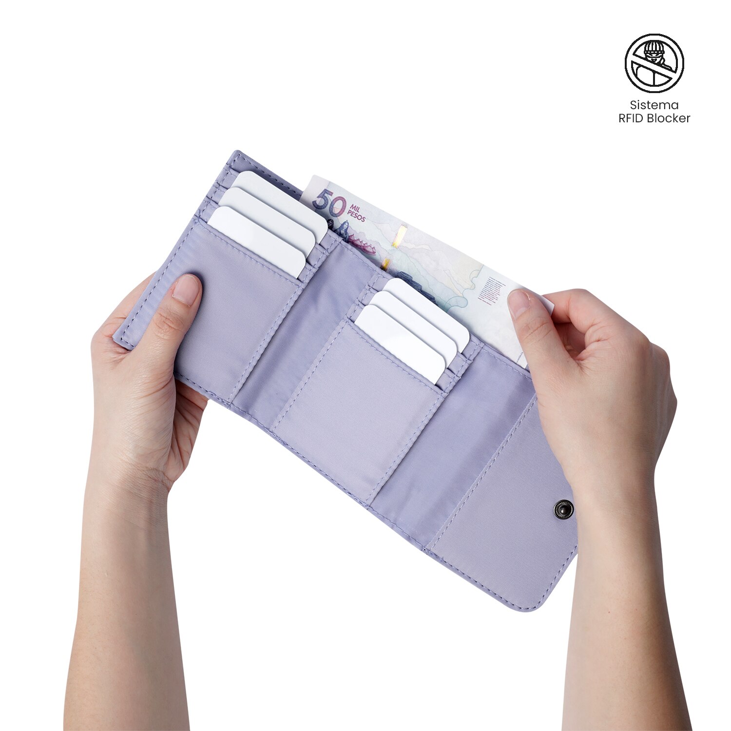 Carteira Totto Roxanne com Proteção Rfid e Organizador de Cartões Roxo-3