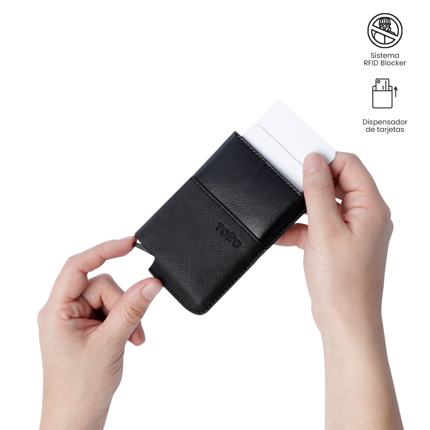 Portadocumentos Totto Saffiano Tar com Proteção Rfid e de Design Compacto Preto-3