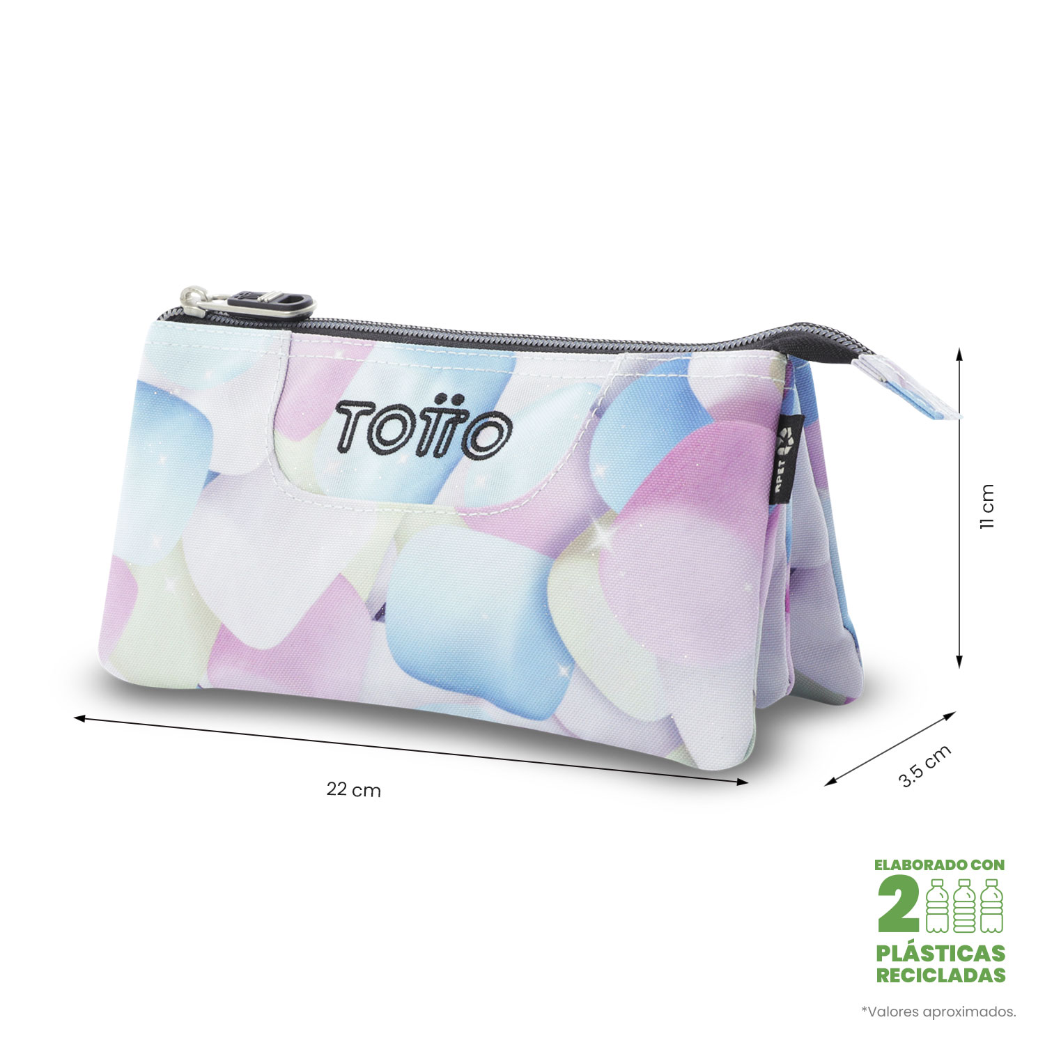 Estojo Escolar Totto Tabuleiro Glitter Spong com 3 Bolsos e de Design Compacto Azul-2