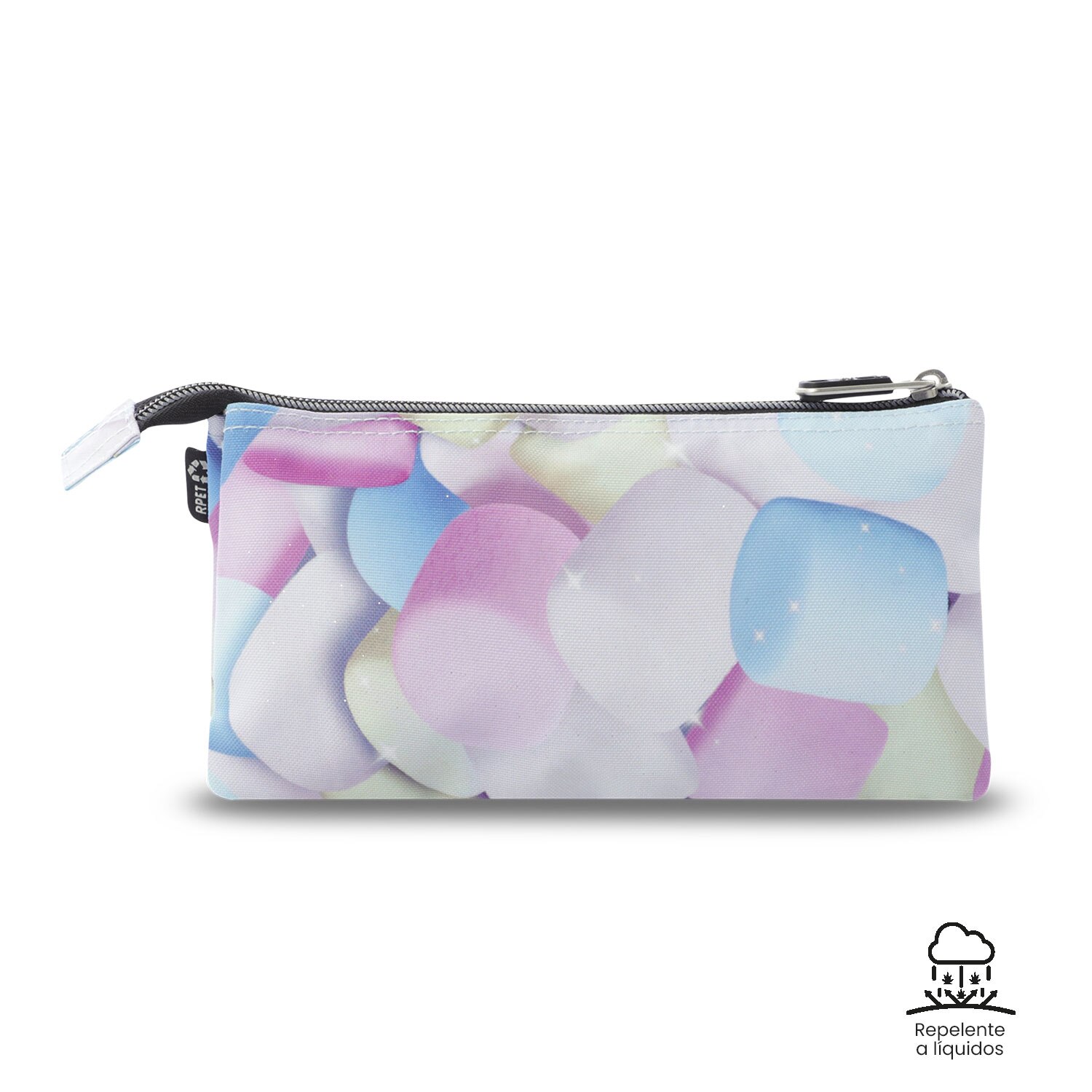 Estojo Escolar Totto Tabuleiro Glitter Spong com 3 Bolsos e de Design Compacto Azul-4