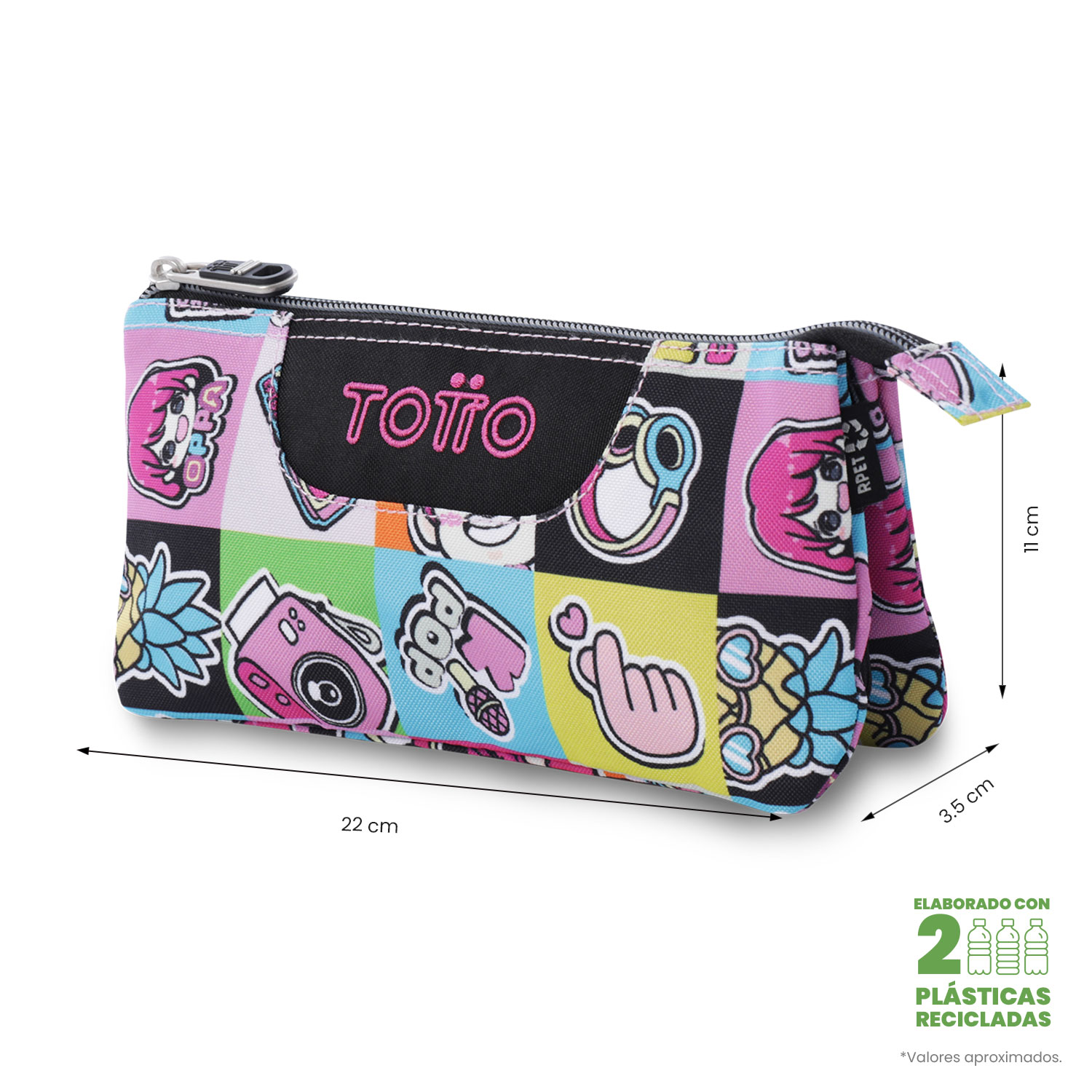 Estojo Escolar Totto Tabuleiro K-pop 3 Compartimentos e Design Compacto Rosa-2