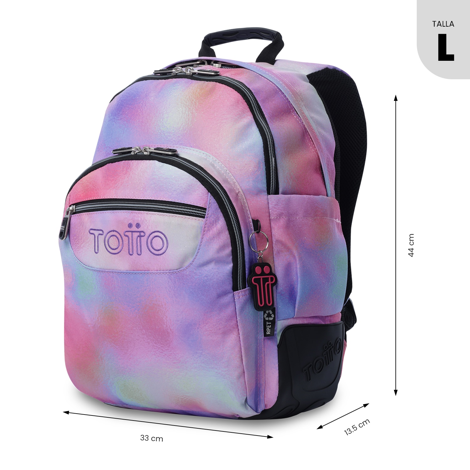 Mochila Escolar Totto Rayol Glitter Rosa-4
