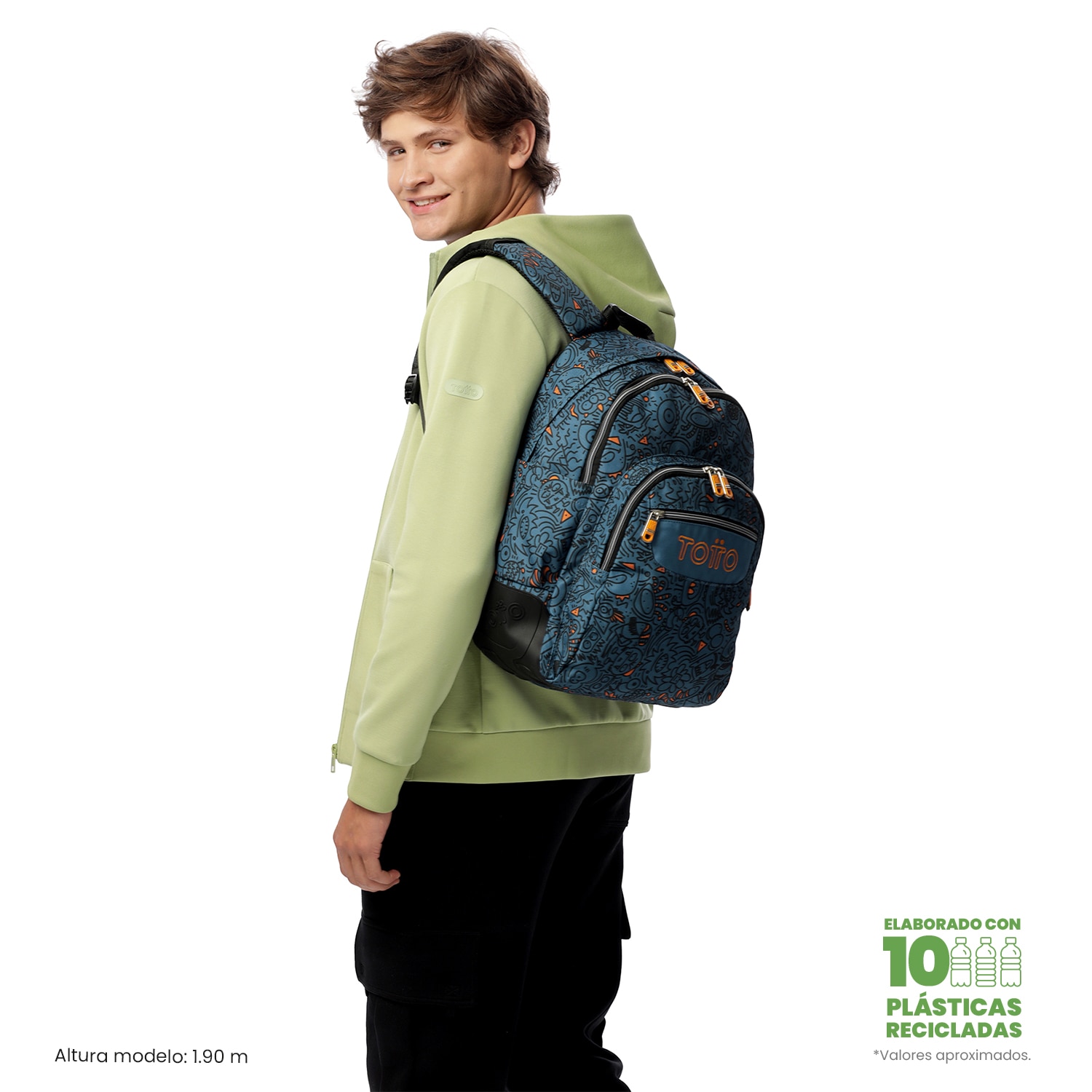 Mochila Escolar Totto Rayol Azul-3
