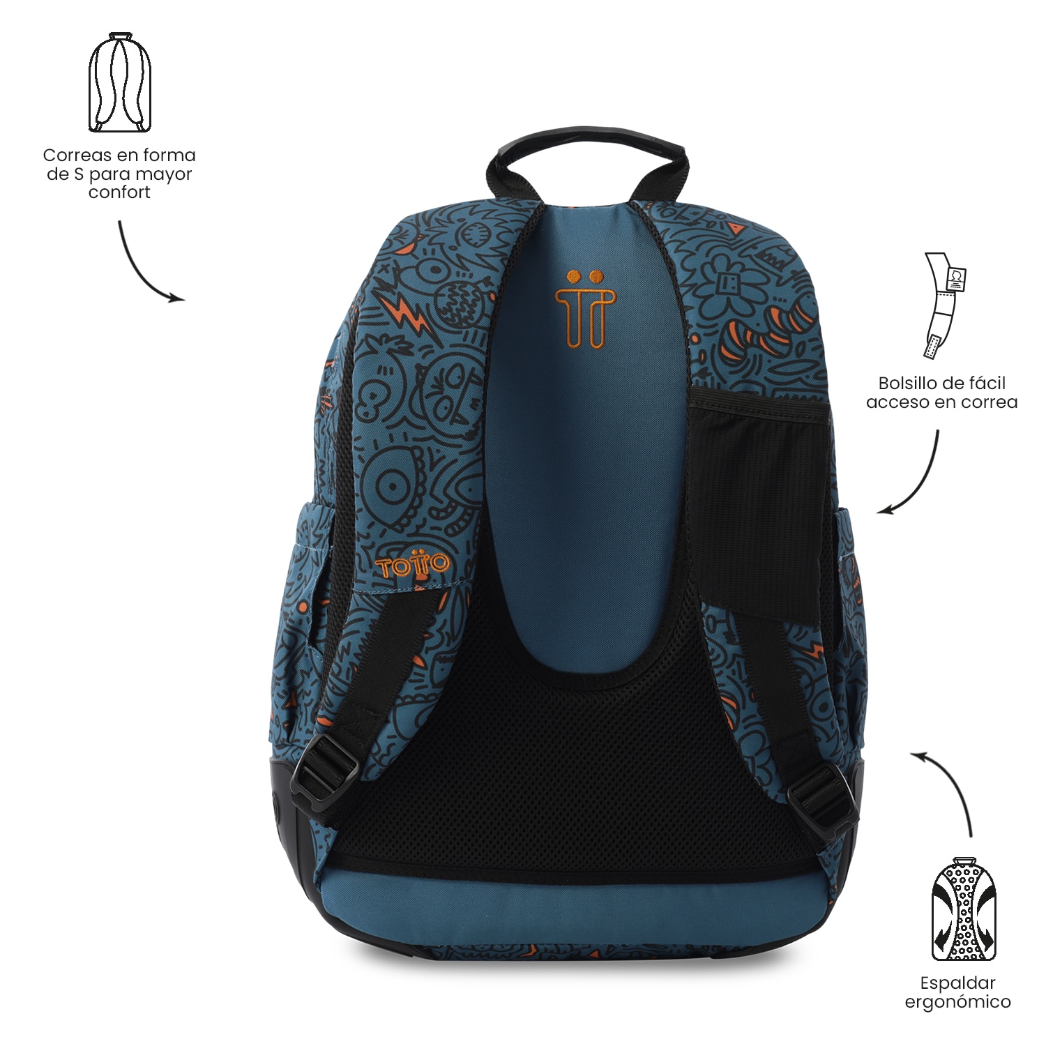 Mochila Escolar Totto Rayol Azul-5