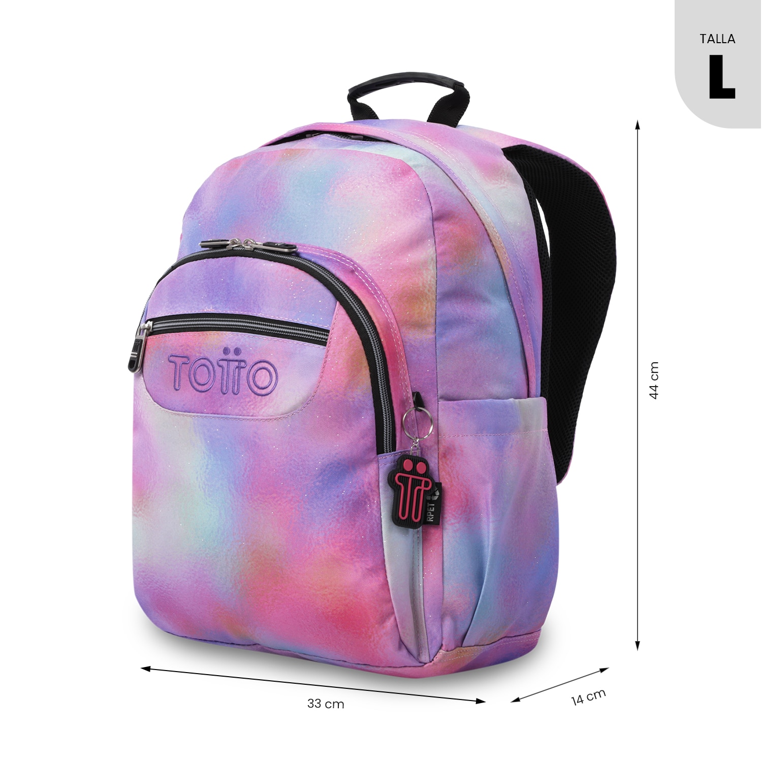 Mochila Escolar Totto Acuareles Glitter Rosa-4