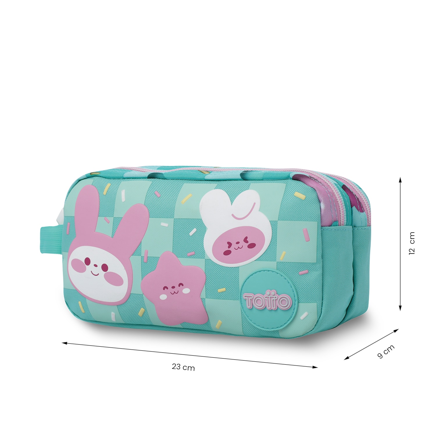Estojo Infantil Totto Bunny Pump com 2 Compartimentos e em Material Reciclado Verde-2