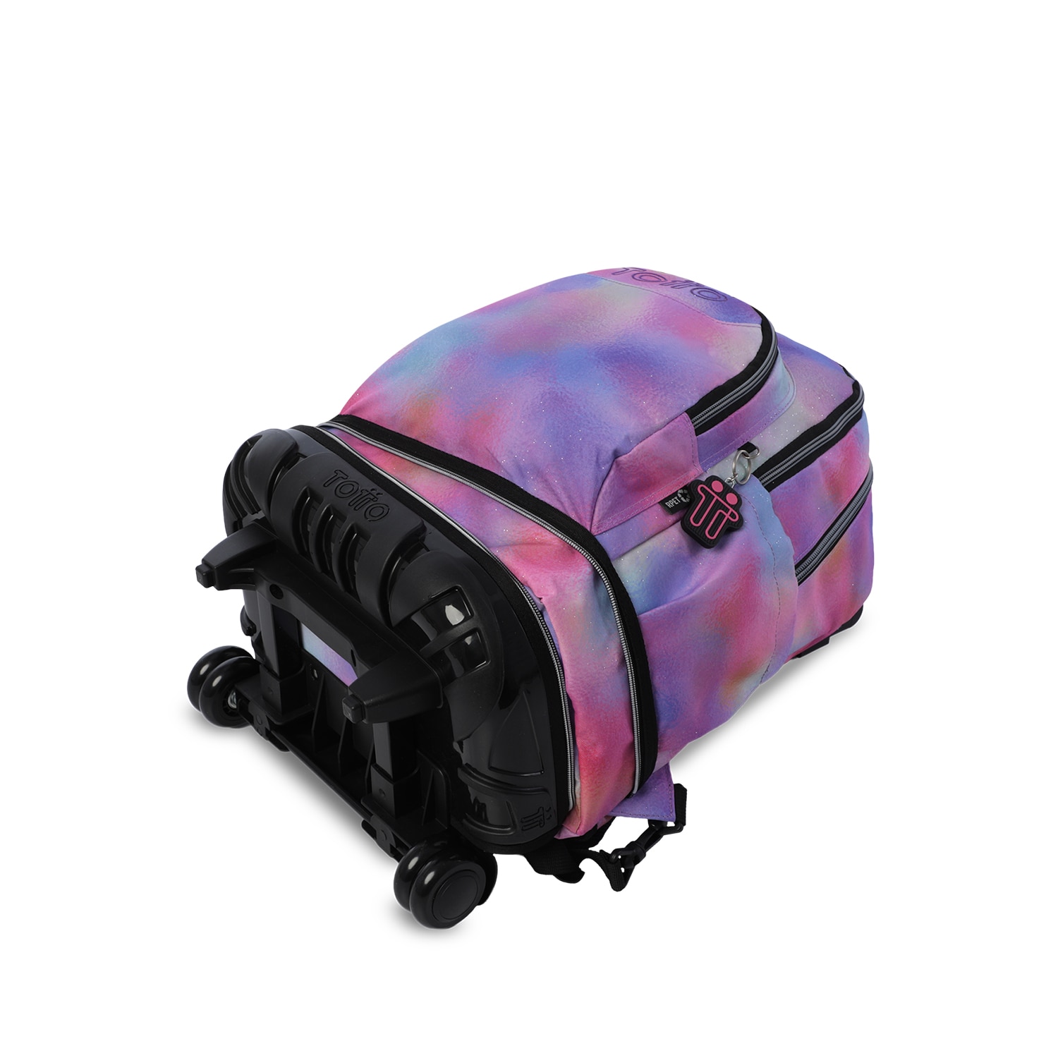 Mochila Escolar com Rodas Totto Tiza Glitter Rosa-6