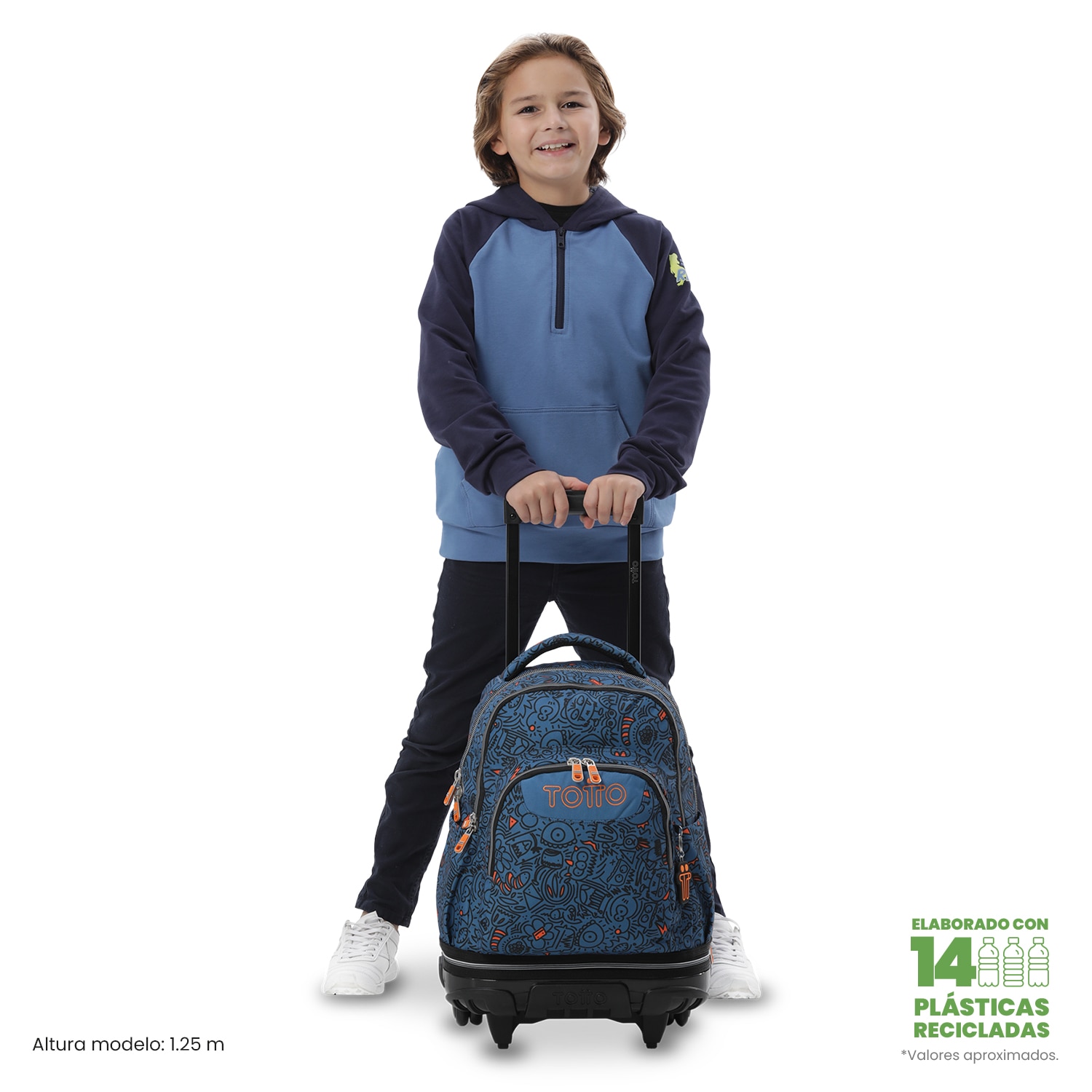 Mochila Escolar com Rodas Totto Tiza Azul-3