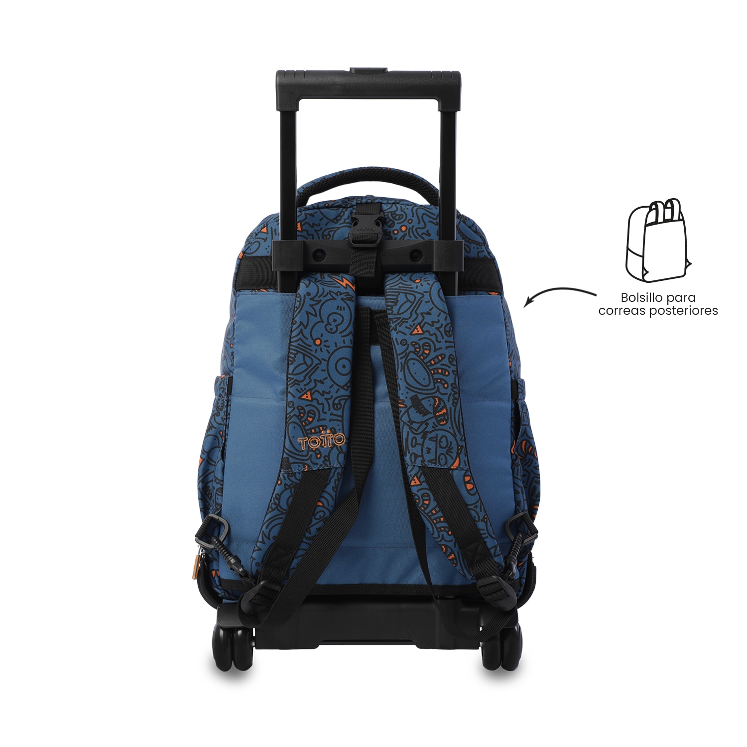 Mochila Escolar com Rodas Totto Tiza Azul-4