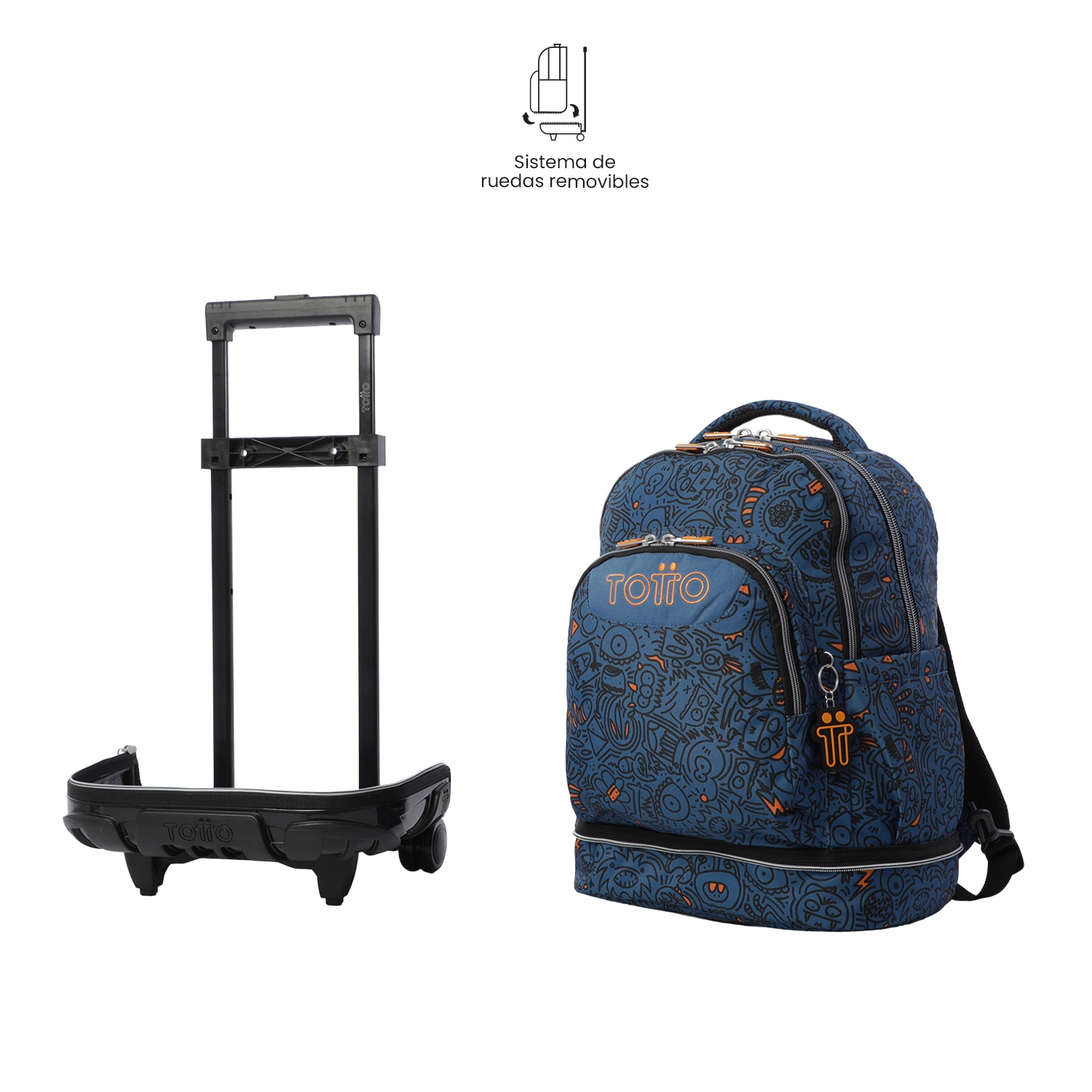 Mochila Escolar com Rodas Totto Tiza Azul-6