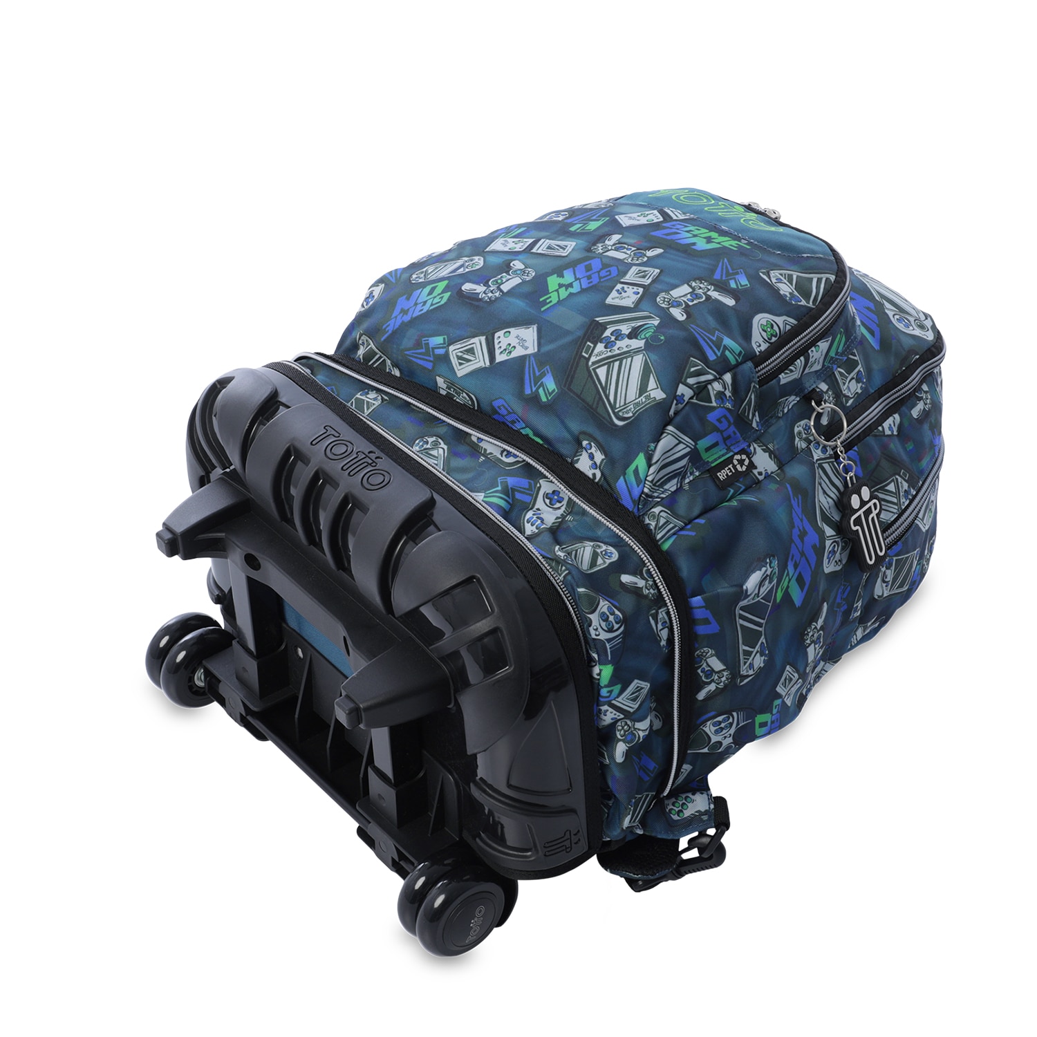 Mochila Escolar com Rodas Totto Tiza Desmontável Button para Portátil de 15.4” e Capacidade de 26l Azul / Verde-5