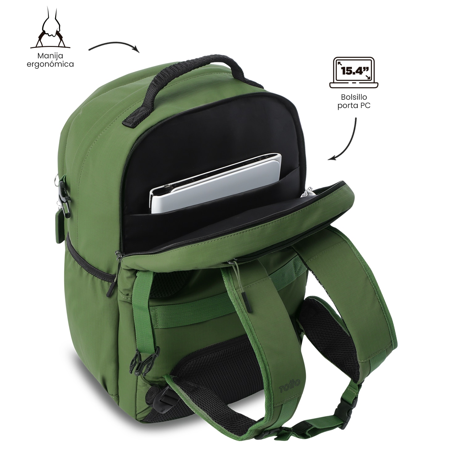 Mochila Executiva Totto Spa Xl Verde-7