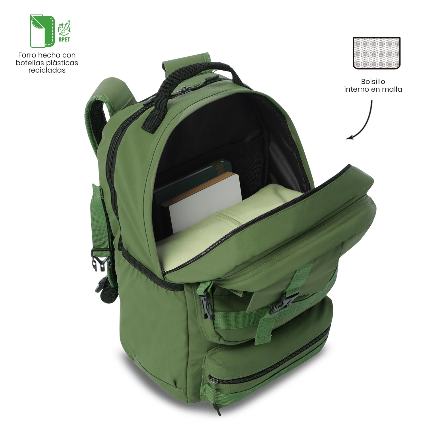 Mochila Executiva Totto Spa Xl Verde-8