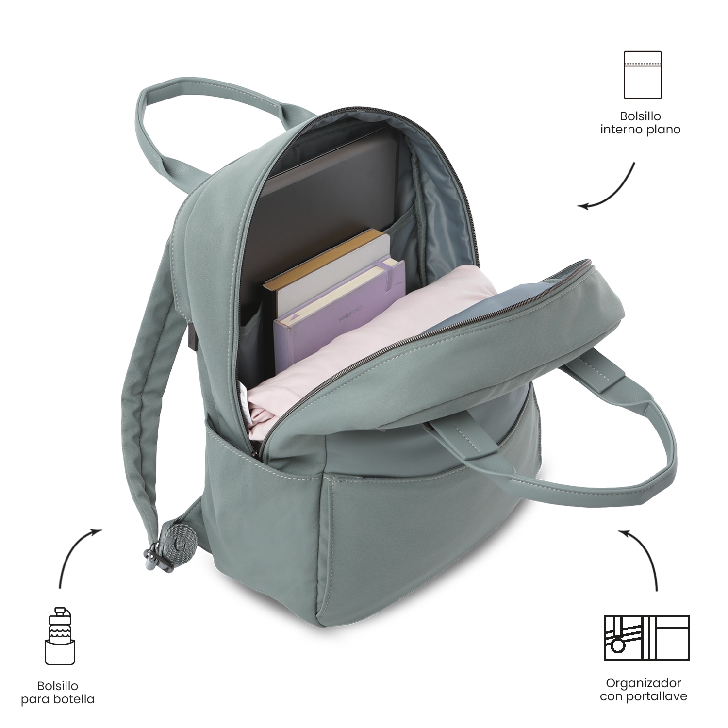 Mochila Executiva Totto Toscana Verde-6