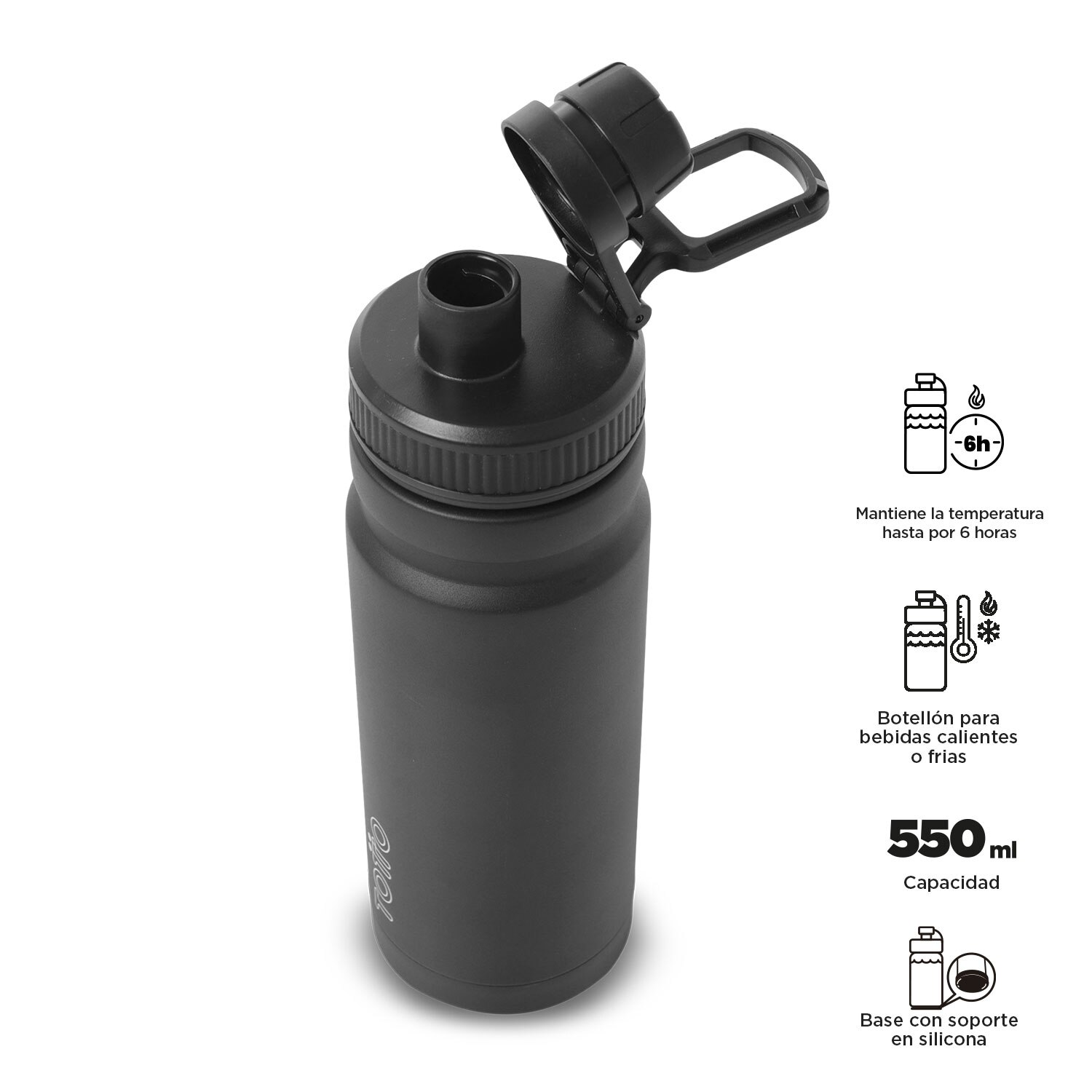 Garrafa Totto Jettes com Capacidade de 0.55l Preto-3