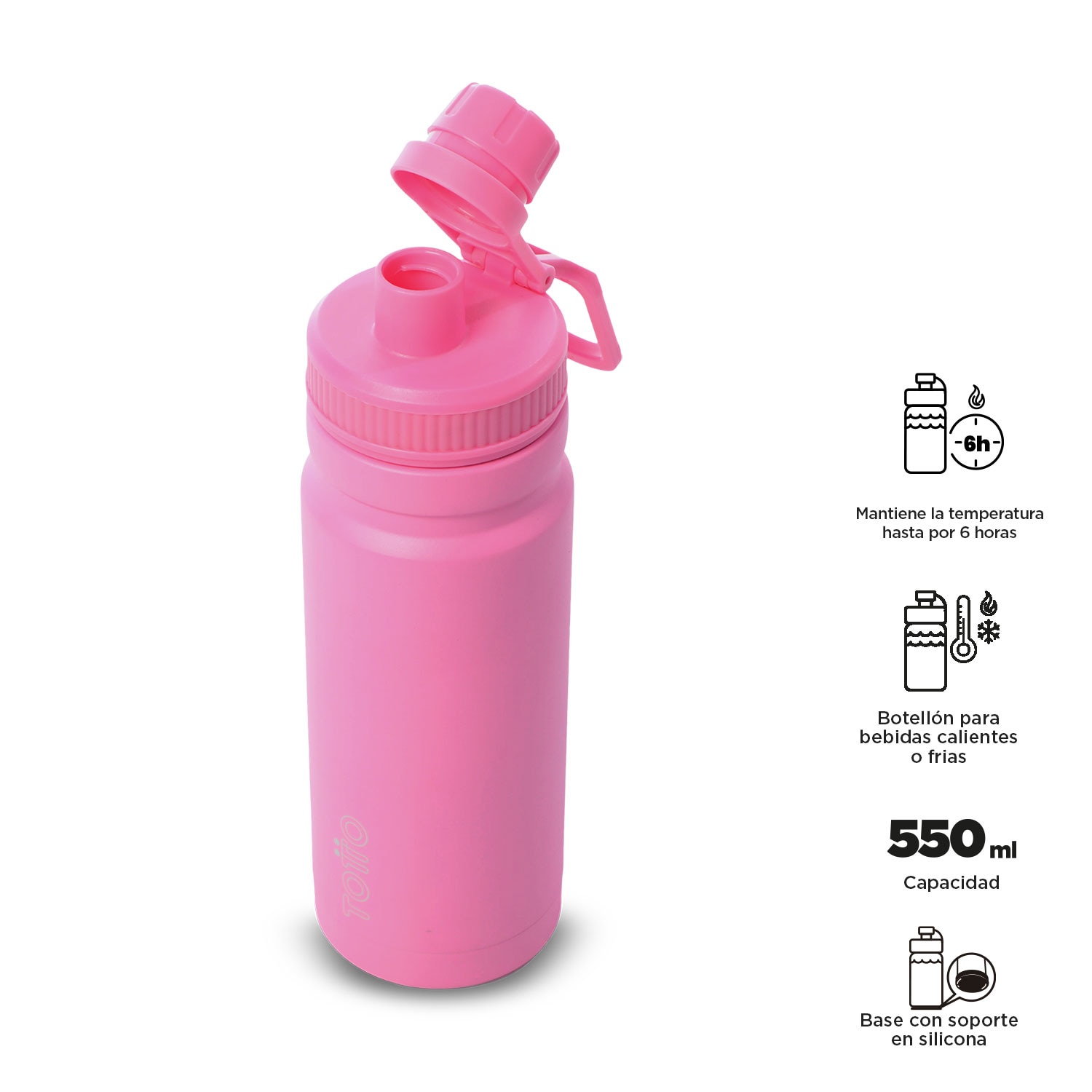 Garrafa Totto Jettes com Capacidade de 0.55l Rosa-3